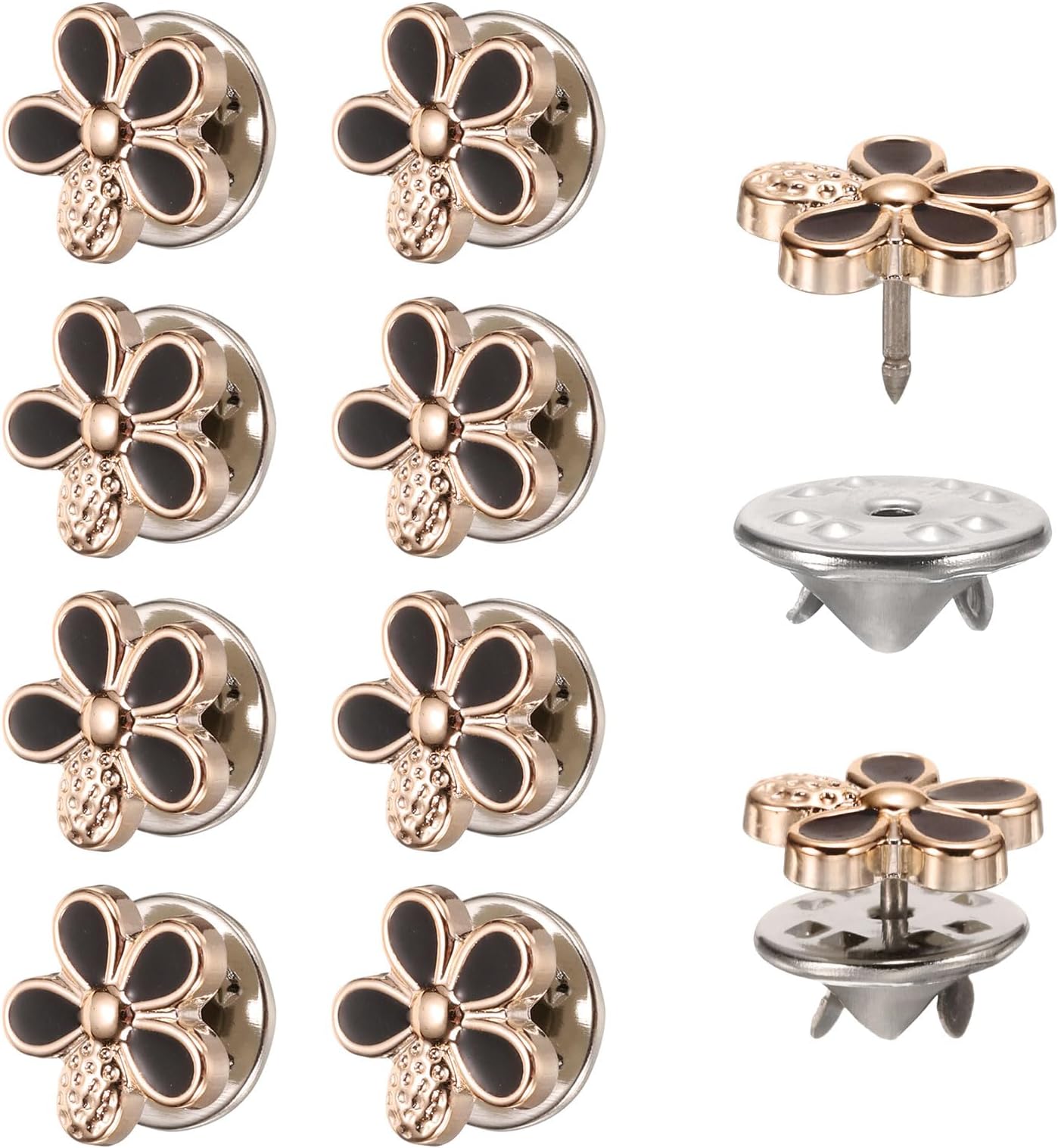 sourcing map 10 Sets Brooch Buttons, 11.5 mm No Sew Buttons Pins Detachable Brooch Anti-Exposure Fixed Cover Up Bottons Pins for Clothes, Coat, Cardigan, DIY Craft (Black)