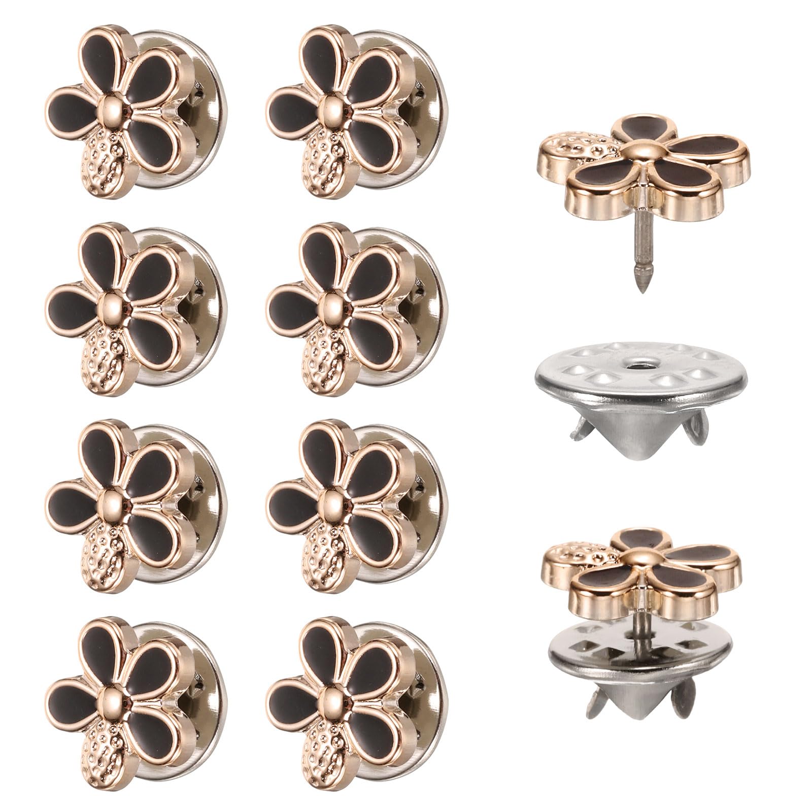 sourcing map 10 Sets Brooch Buttons, 11.5 mm No Sew Buttons Pins Detachable Brooch Anti-Exposure Fixed Cover Up Bottons Pins for Clothes, Coat, Cardigan, DIY Craft (Black)