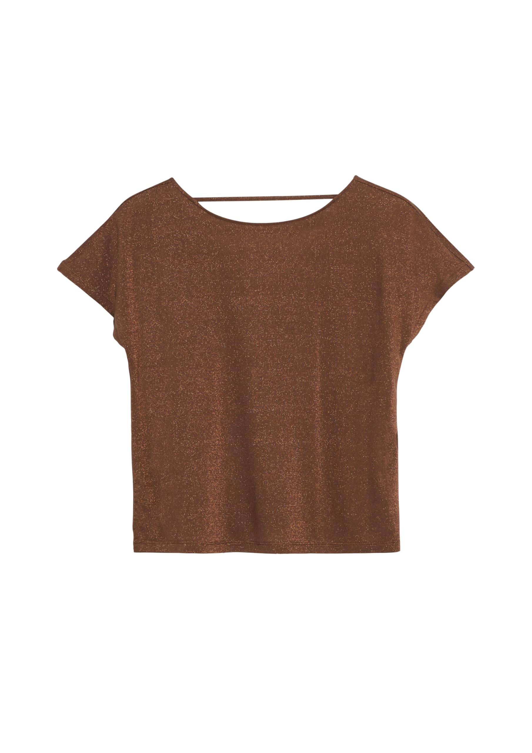 s.Oliver Damen T-Shirt – Jersey, V-Ausschnitt, Regular Fit, schimmernd, Rückenausschnitt