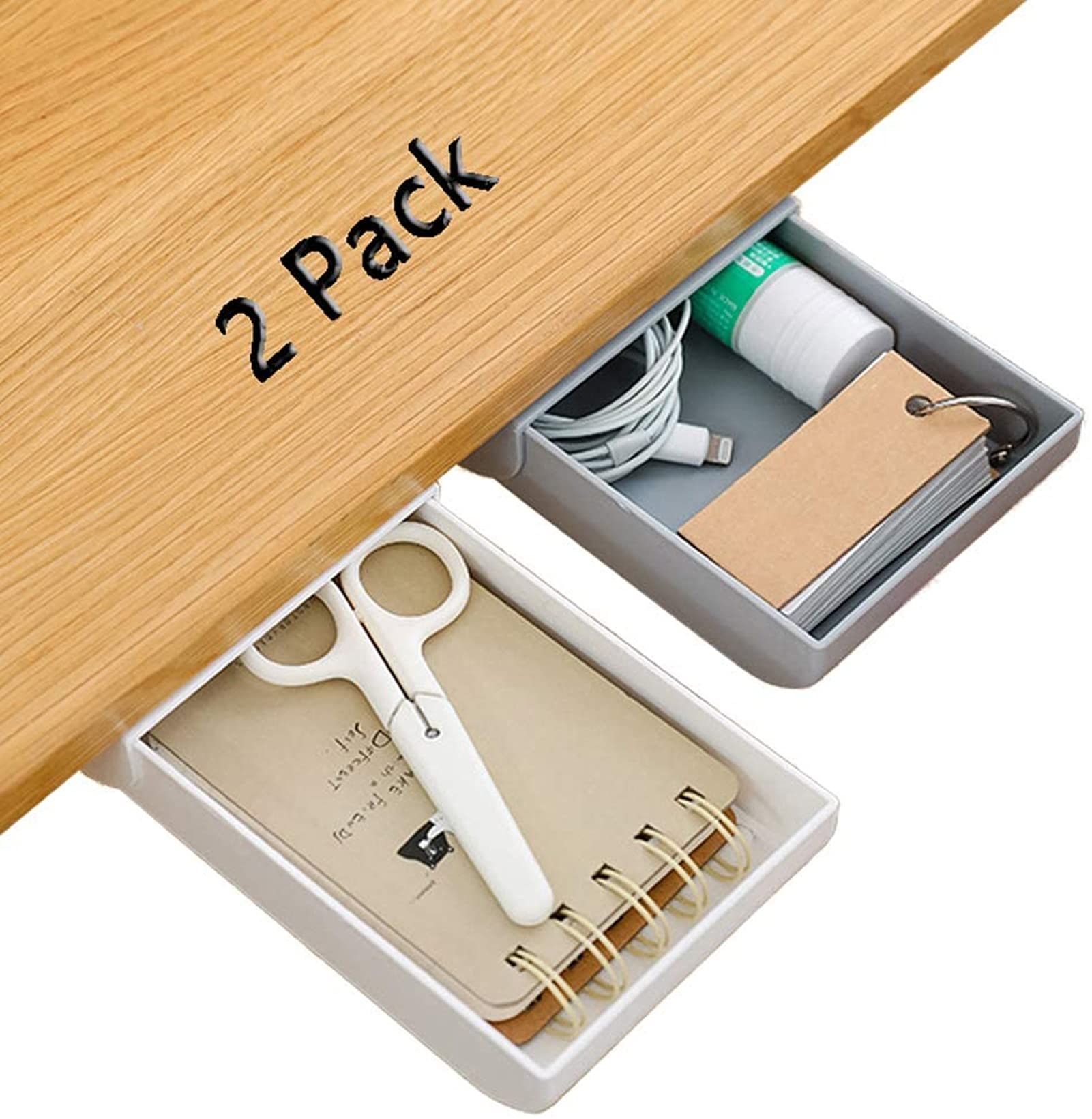 Buy Under Desk Drawer 2 Pack Under Desk Storage, Desk Organizer Drawer