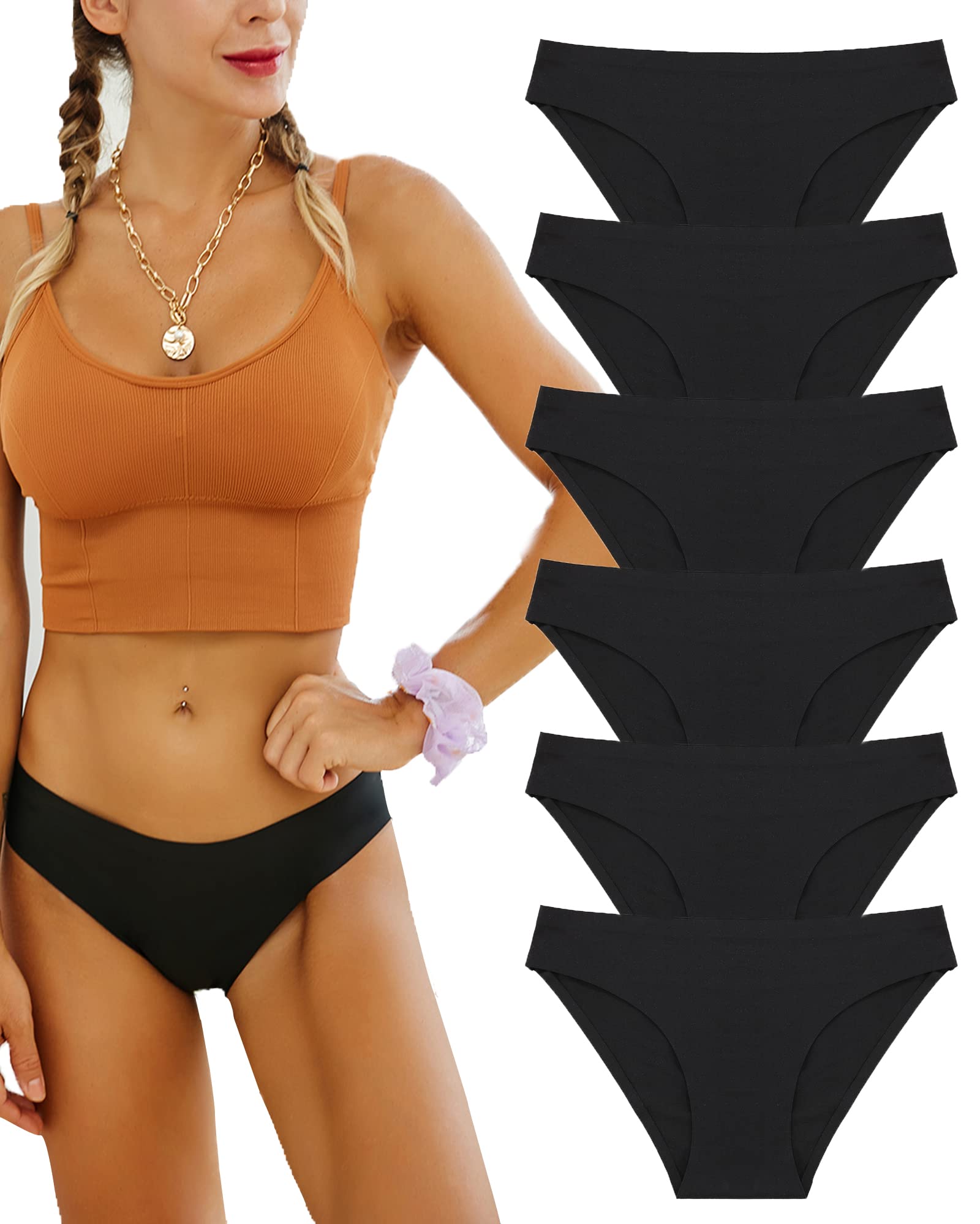 FINETOO 6 Pezzi Slip Senza Cuciture Donna Pantaloni a Vita Bassa Mutande Invisibili Biancheria Intima Sexy Biancheria Intima Comoda Mutandine Bikini Confezione Multipla