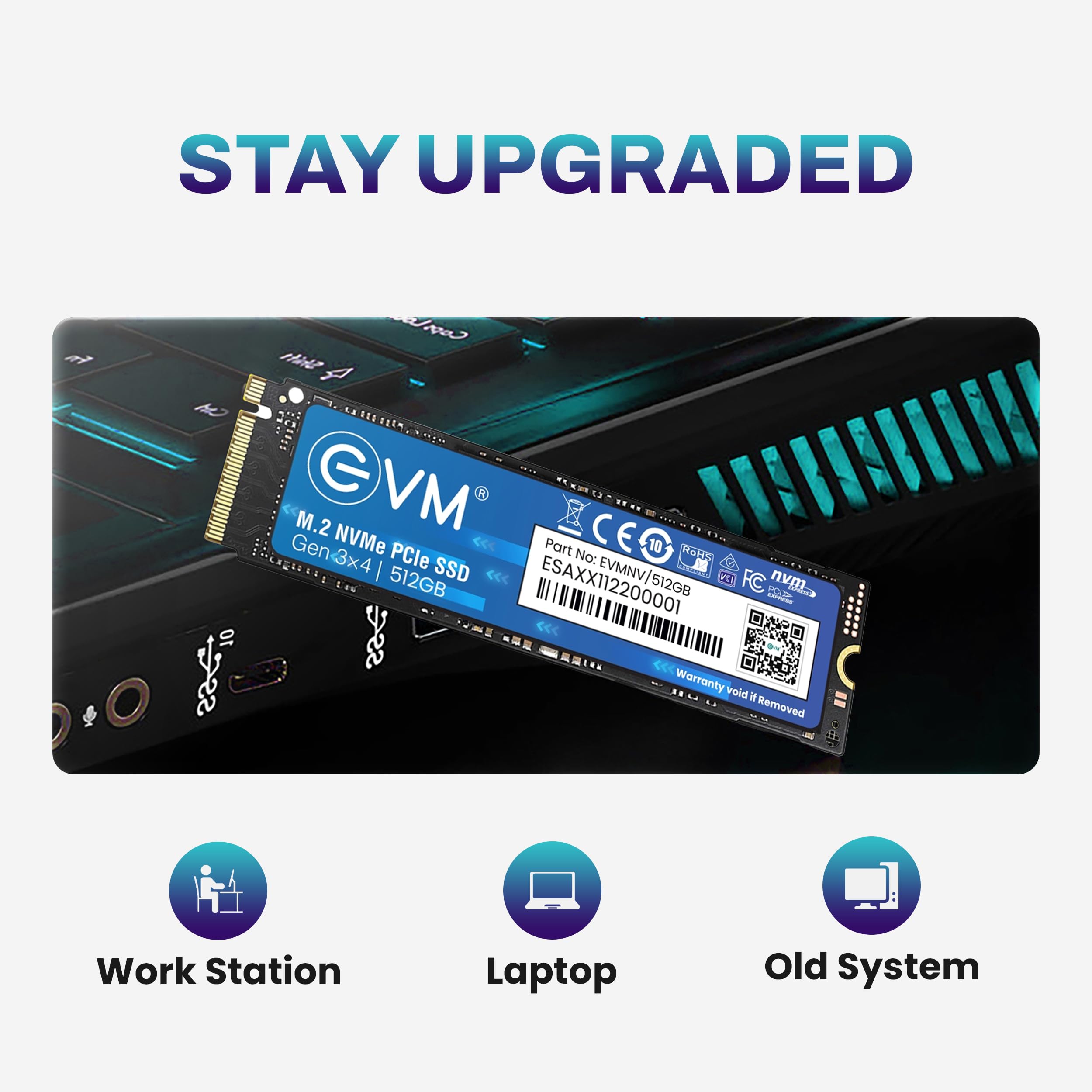 M.2 2280 NVMe SSD 500GB 512GB 4枚 EVM 512GB NVMe Gen 3x4 Internal SSD (2280)