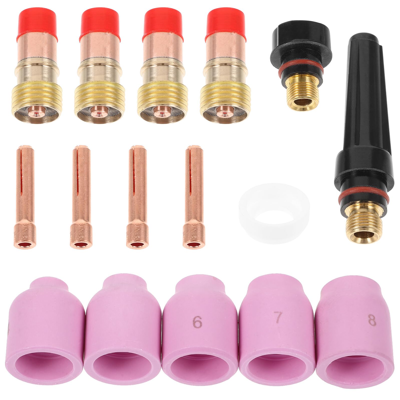 4 Juegos Kit de Consumibles para Antorcha de Soldadura Gas Tig con Boquillas Cerámicas y Copas Resistentes para Aluminio y Acero Inoxidable