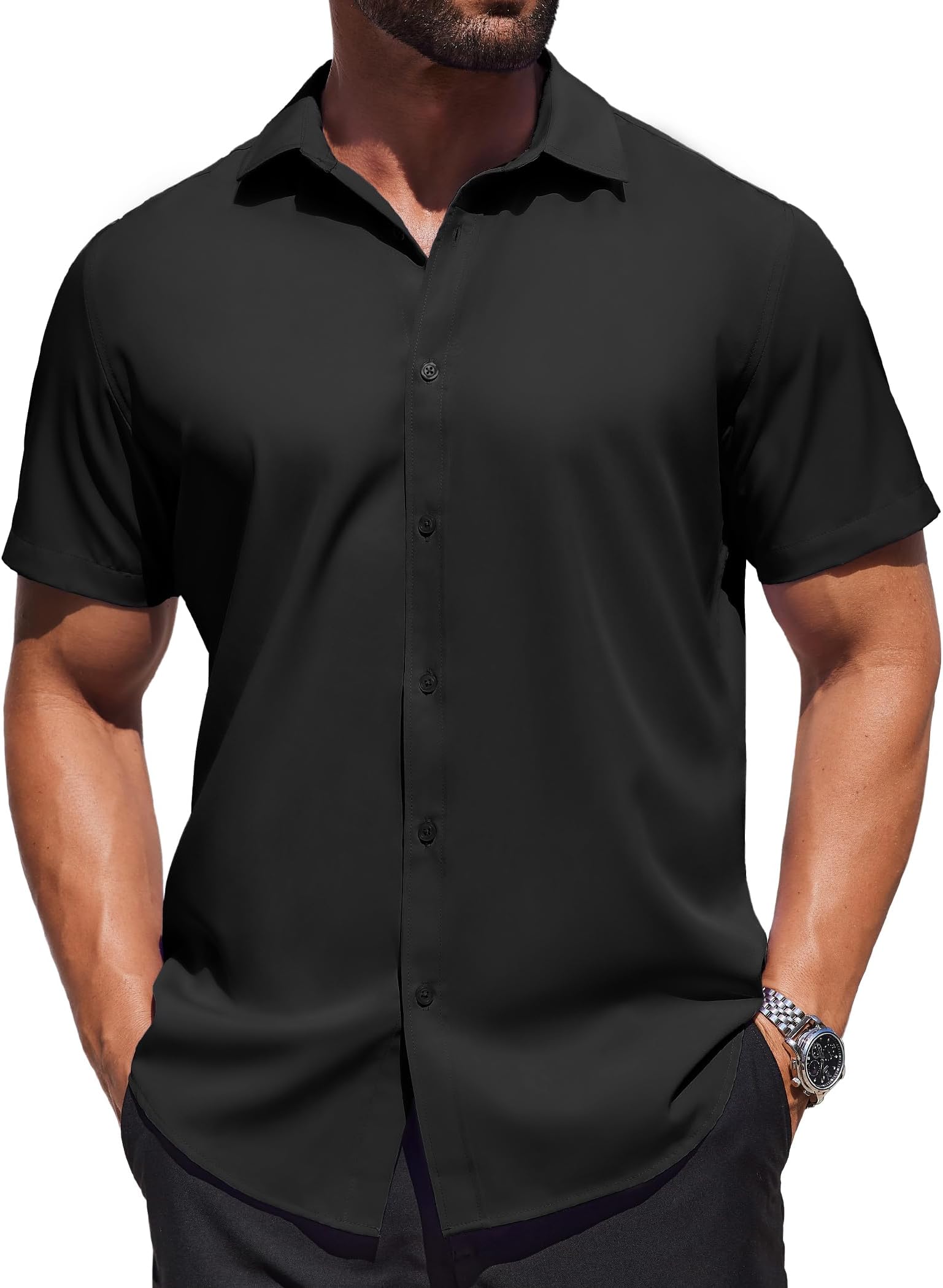 black mens casual dress