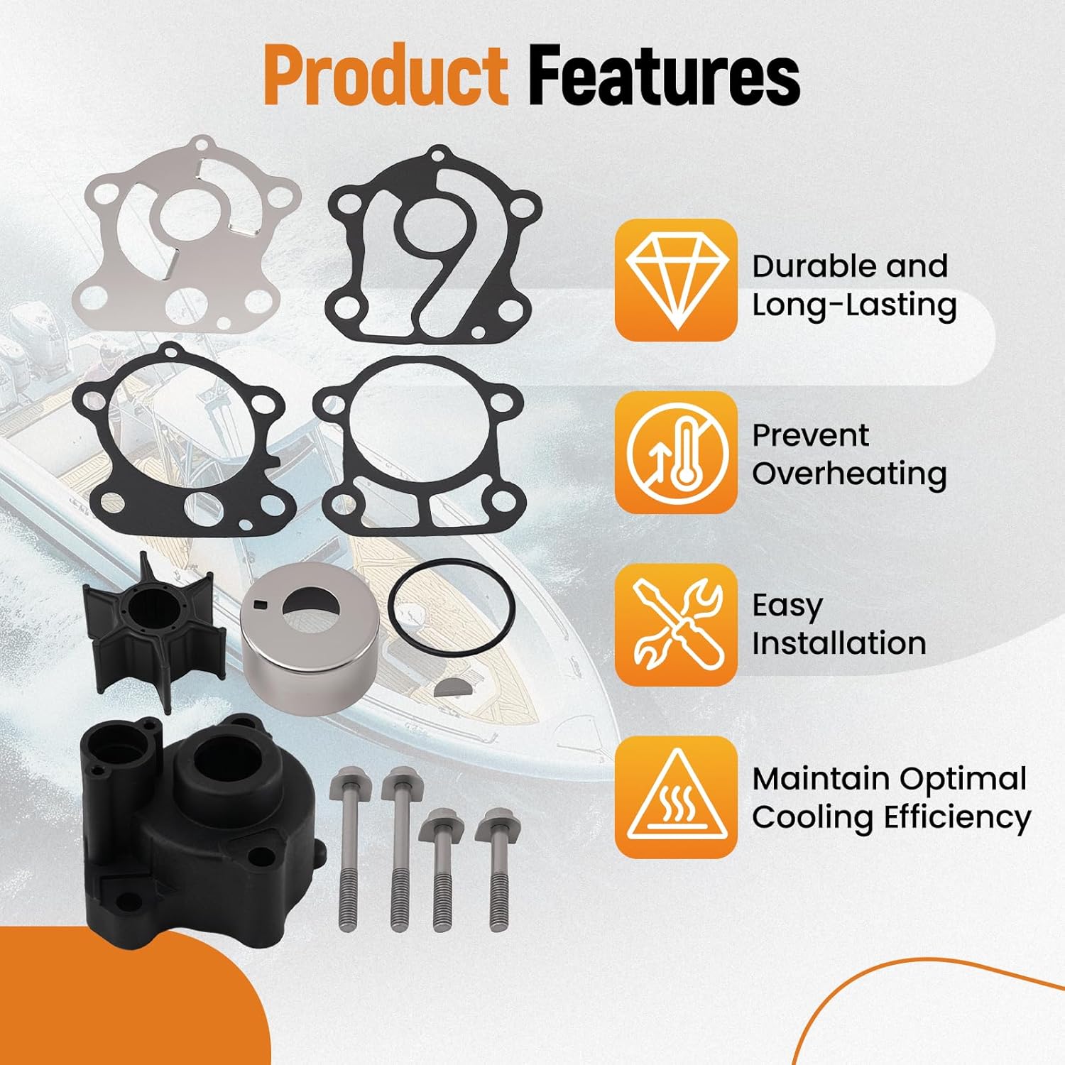 maXpeedingrods Water Pump Impeller Repair Kit for Yamaha Outboard 2-Str 60 70 75 80 85 90 HP Replacement 692-W0078-00-00 692-W0078-01-00