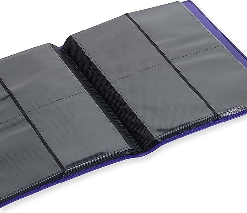 Miniatura 5 de Vault X Carpeta para álbum de tarjetas coleccionables de 4 bolsillos, carpeta de bolsillo de carga lateral de 160 unidades para TCG (morado)