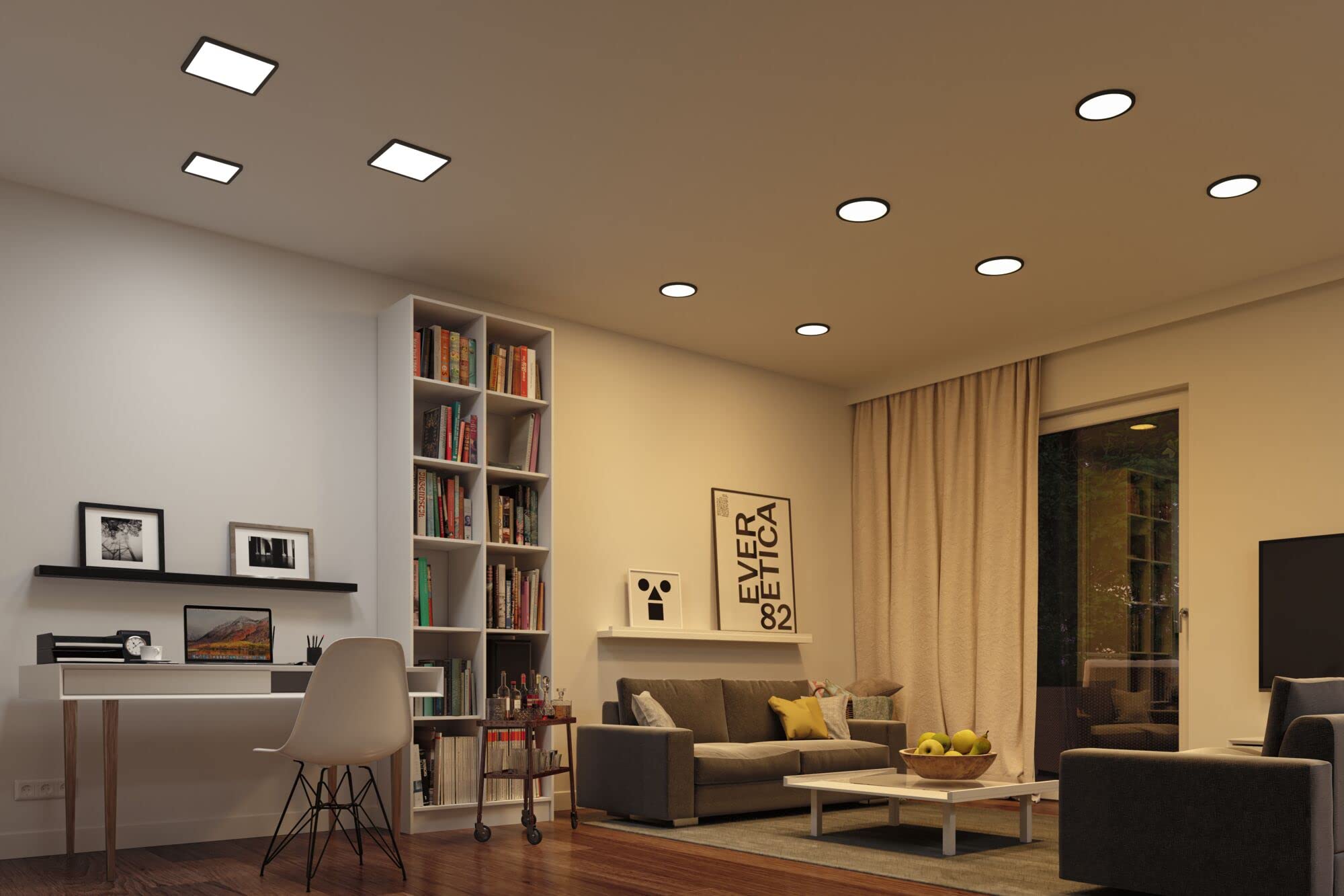 Paulmann 79967 LED Panel Einbaupanel Areo IP44 230x230mm eckig incl. 1x16 W dimmbar Tunable White Schwarz Kunststoff Deckenleuchte 3000 K