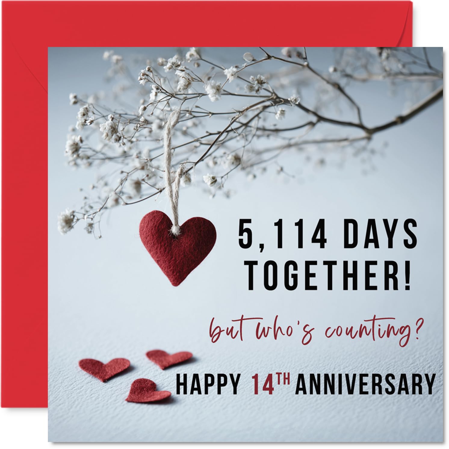 14th Anniversary Card for Women and Men, 5114 Days Together