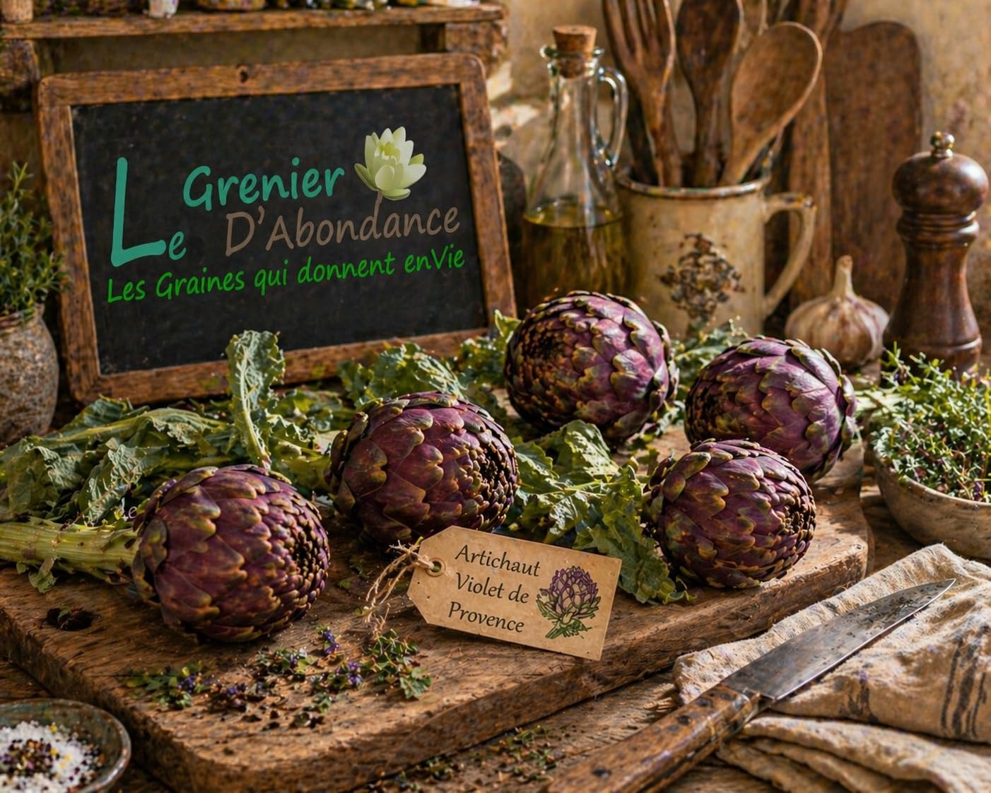 Le Grenier d'Abondance ARTICHAUT Violet de Provence Cynara scolymus 10 graines