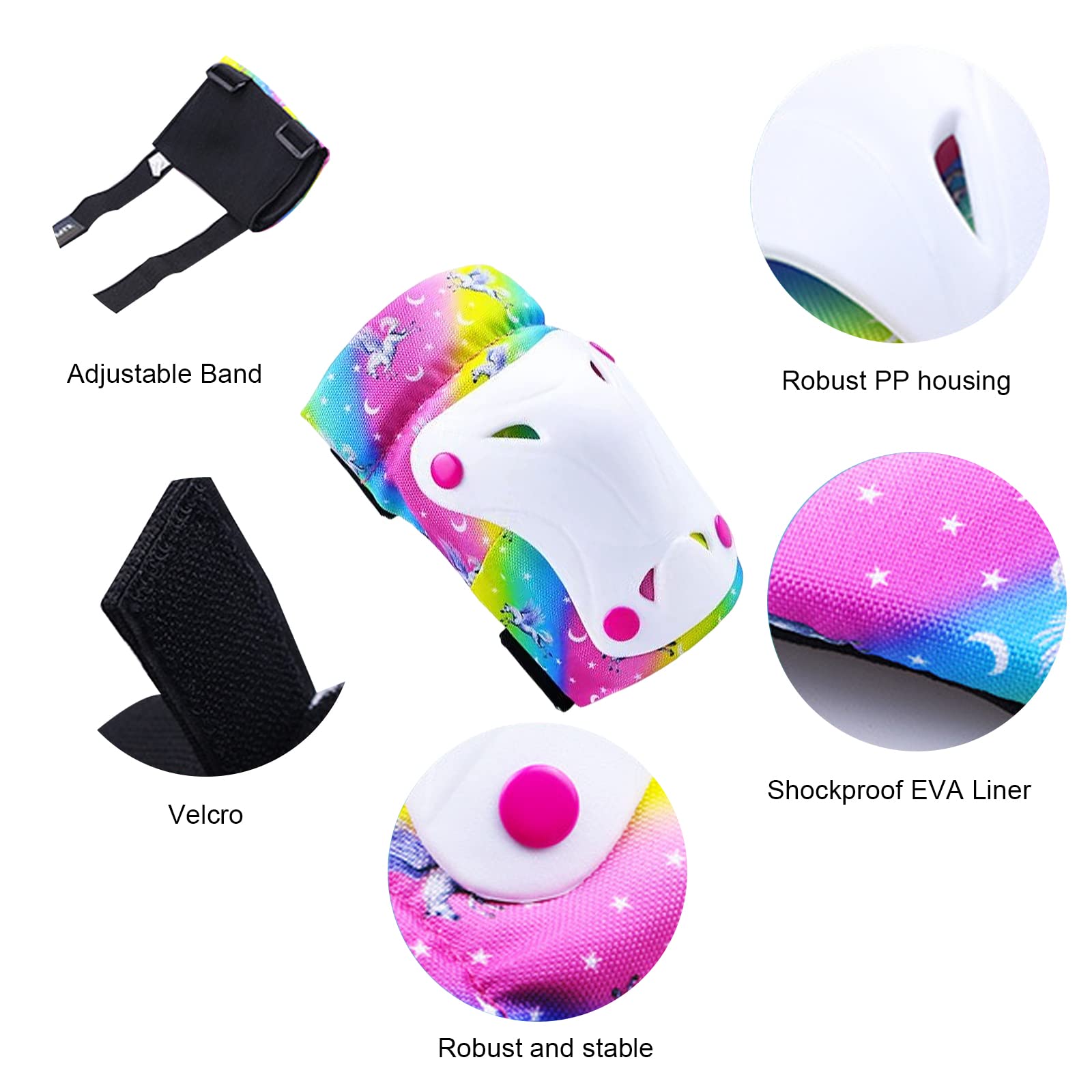Protezioni pattini bambina Ginocchiere bambini,Set di Protezioni per Pattini [Set di 6] per Bambini di 3-7 anni,Ginocchiere per Pattini Skateboard Bambini