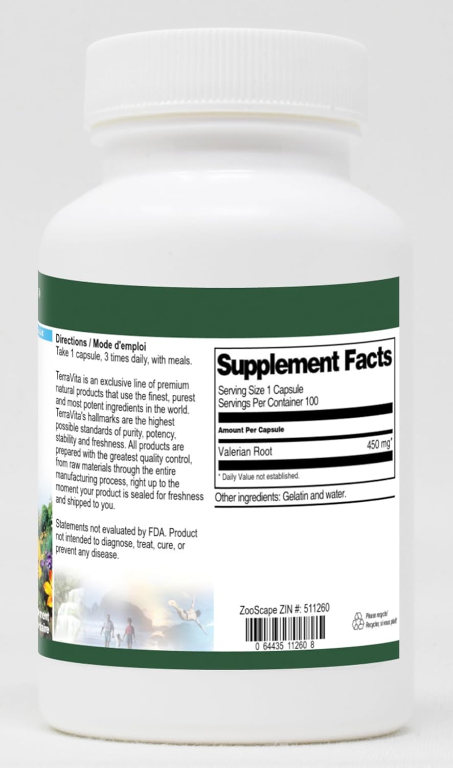 Valerian Root - 450 mg (100 Capsules, ZIN: 511260) - 3 Pack