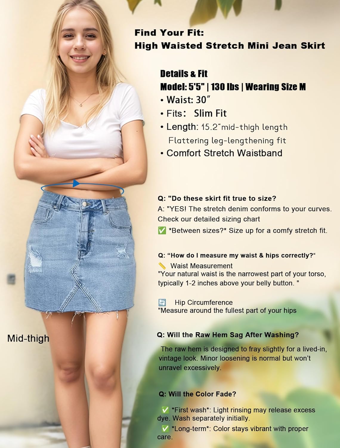 Womens High Waisted Stretchy Denim Mini Skirt - 2026 Trendy Y2K Casual Jean Skirts for Women with Raw Hem - Image 8
