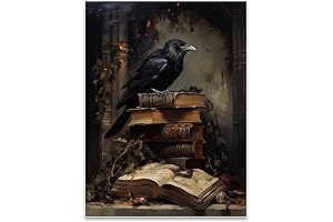 Dark Academia Decor Halloween Raven Art