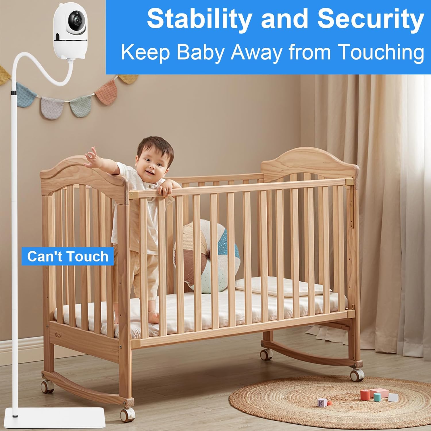 Baby Monitor Floor Stand Holder Mount for Hellobaby HB6550 HB65/HB66/HB248, Nanit Pro & Flex Stand, Momcozy/ANMEATE/iFamily/OKAIDI Baby Camera Monitor, Adjustable Height Flexible Baby Monitors Holder