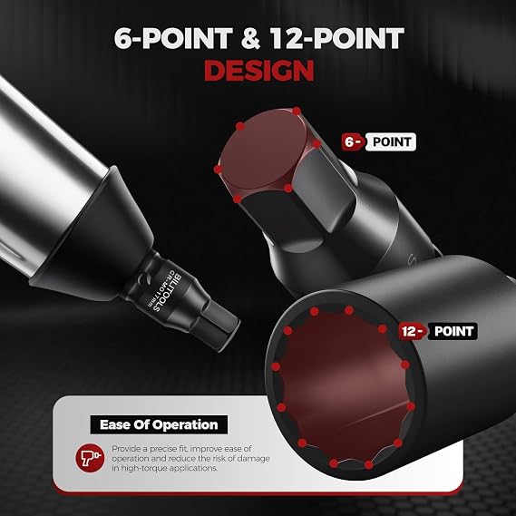 BILITOOLS 12 Point Axle Nut Socket Set, 1/2 Drive Impact Socket