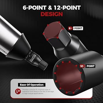 BILITOOLS 12 Point Axle Nut Socket Set, 1/2 Drive Impact Socket