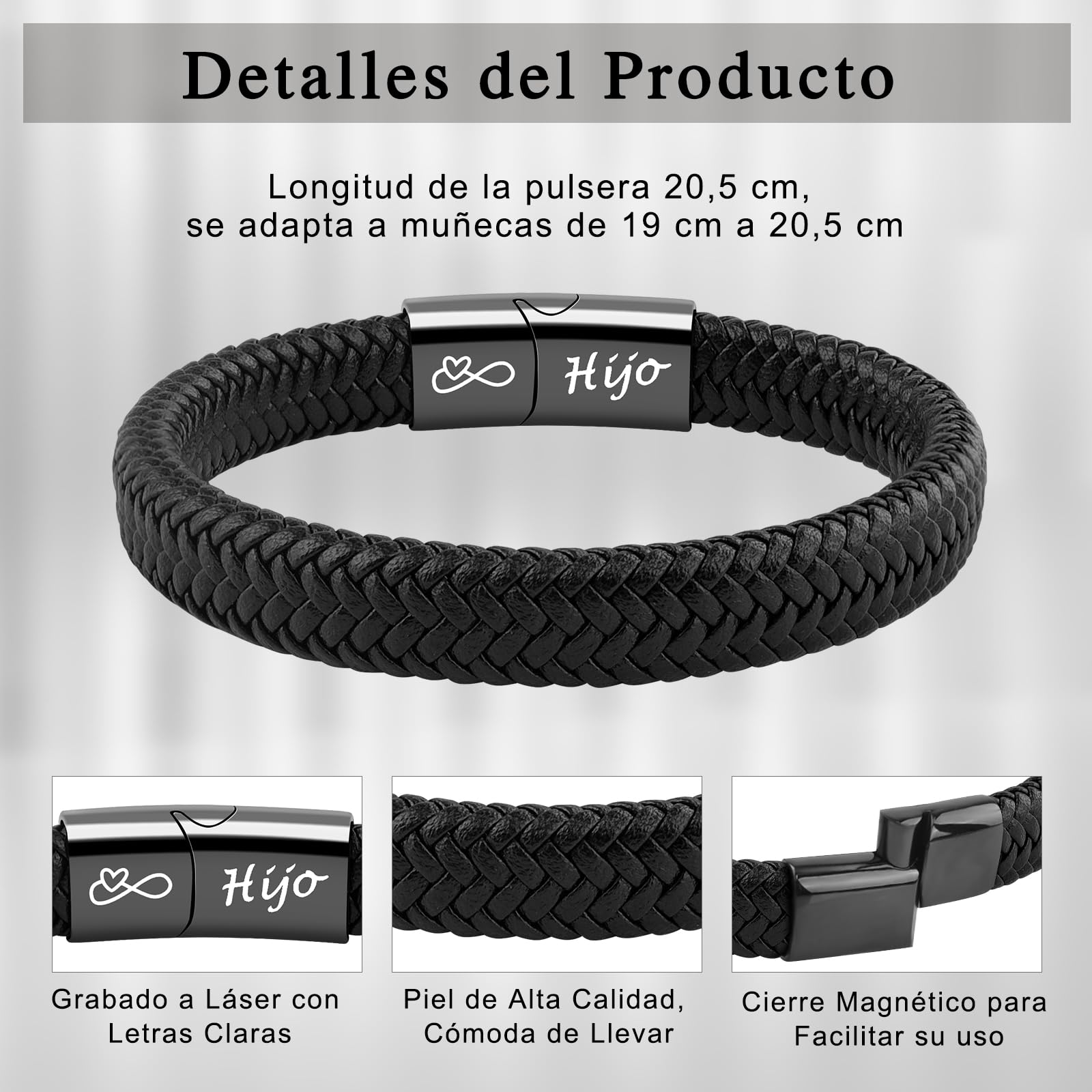 VU100 Regalos para Hombre/Hijo/Papá Pulsera de Cuero para Hombres Regalo de Cumpleaños para Hombre Hijo Papá Regalo para el Día del Padre Regalo de Cumpleaños de Navidad para Hijo Niño Marido Novio