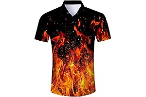 Mens Fire Button Down Shirt
