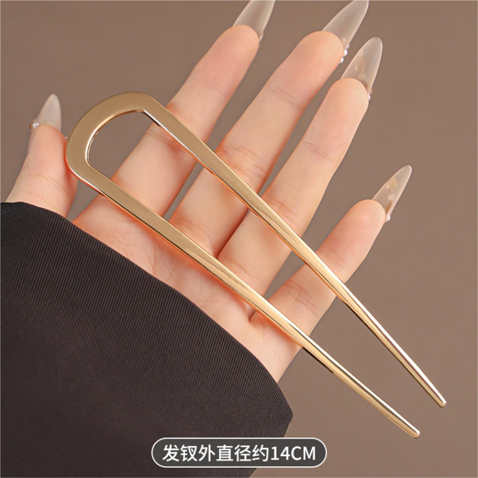 Horquillas para el pelo en forma de U, 24 unidades, para mujer, en forma de U: aleación dorada y plateada, largos, gruesos, elegantes, para moños, herramientas para recogido (dorado)