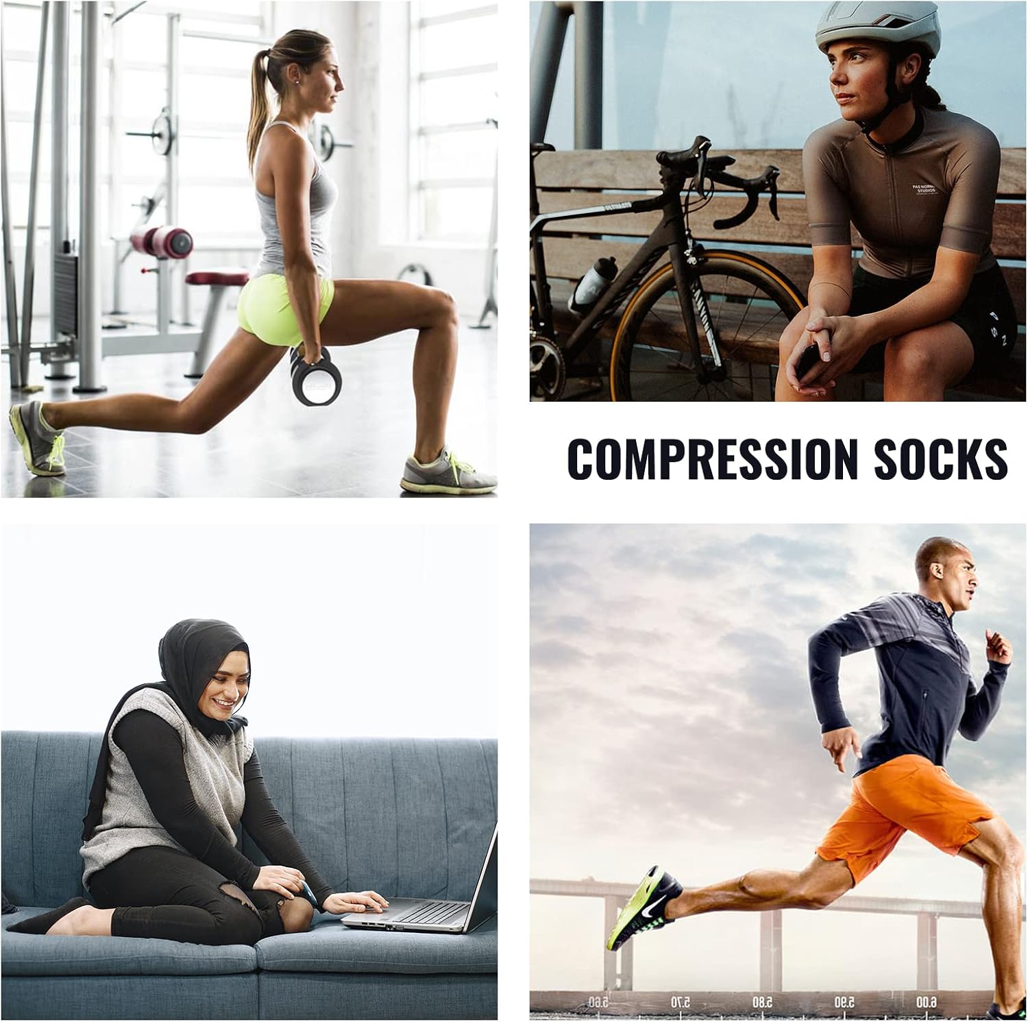  Compression Socks for Women Men Circulation Knee High 8 Pairs for Nurses, Running, Travel, Athletic thumbnail