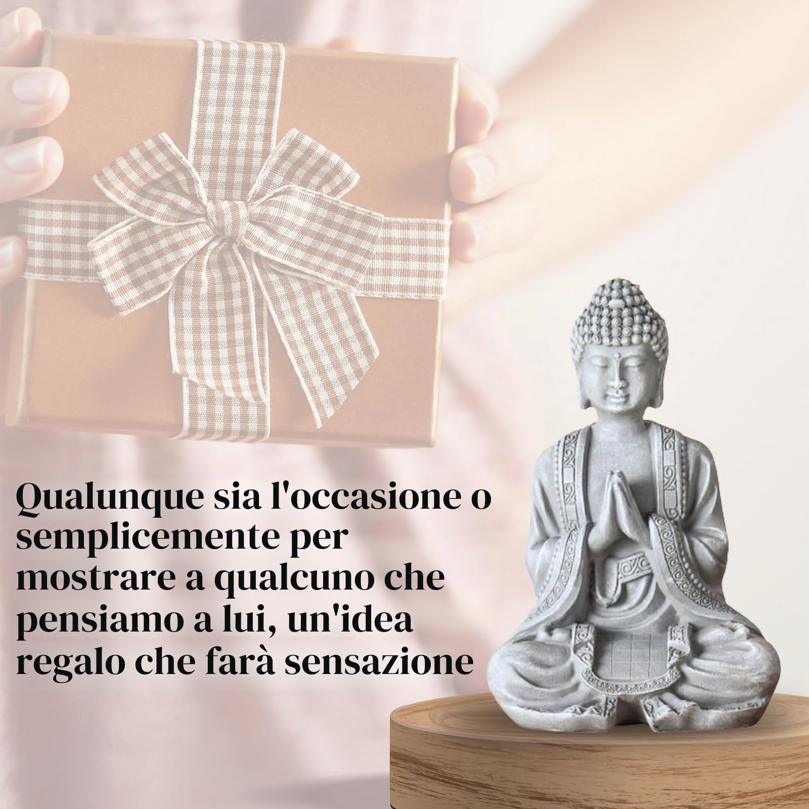 Zen'Light - Statuetta di Buddha meditazione 2, grigio pietra, SBM2