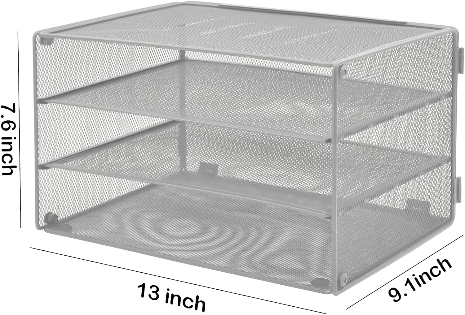 COSYAWN Paper Letter Tray Organizer, 3 Tier Mesh File Tray Desktop Paper Sorter, Silver : Office Products