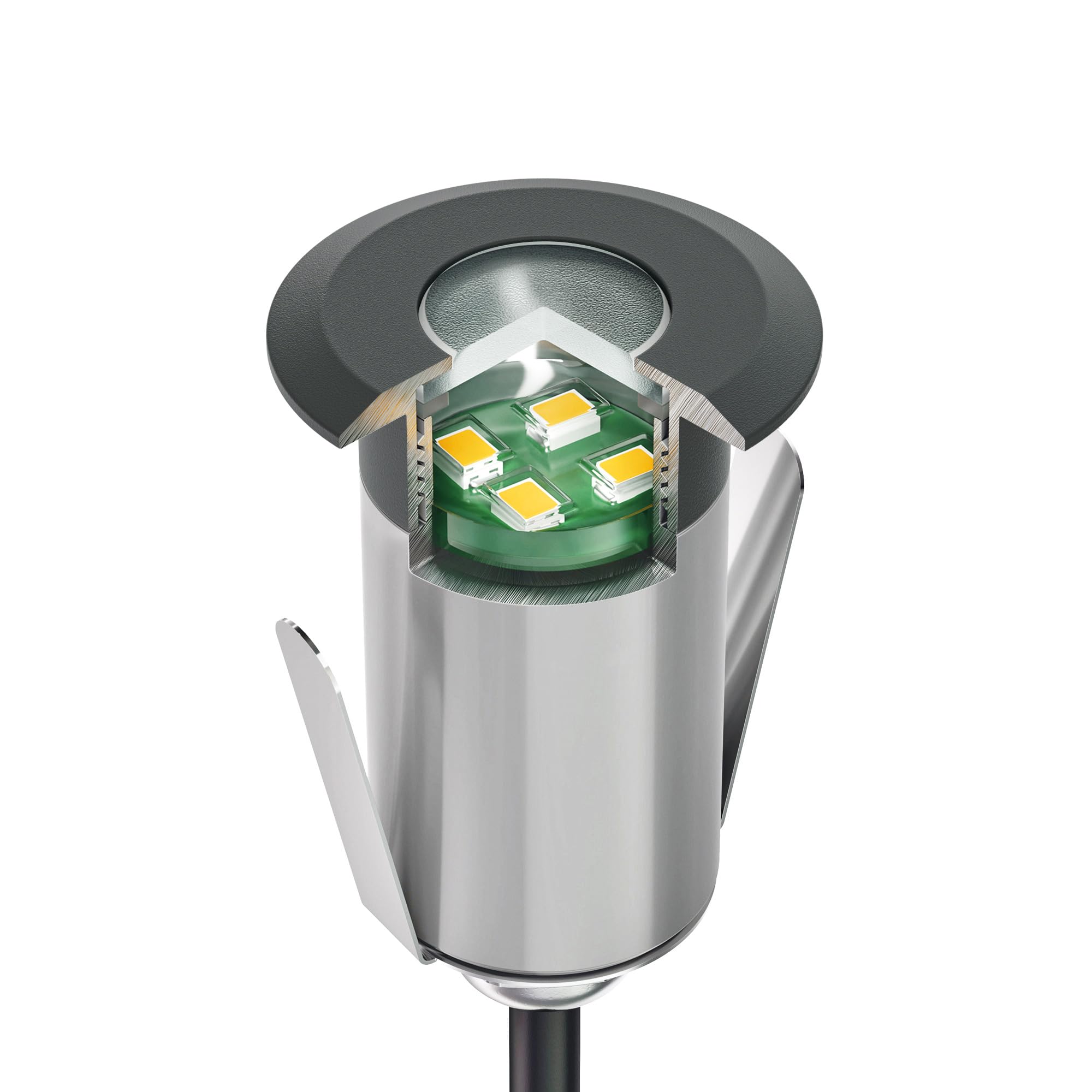 ledscom.de 10x LED Bodeneinbauleuchte GLOX für außen, IP67, anthrazit, rund, 35mm Ø, warmweiß