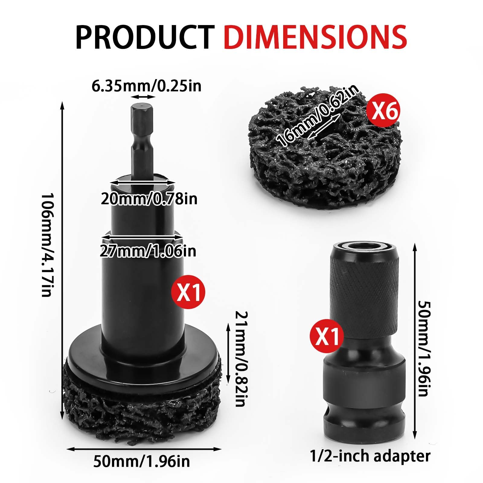 Smerigliatrice per bulloni e mozzo ruota, pulitore mozzo ruota auto con 6 dischi abrasivi e adattatore da 1/2", smerigliatrice mozzo per avvitatore a batteria per una rapida rimozione della ruggine