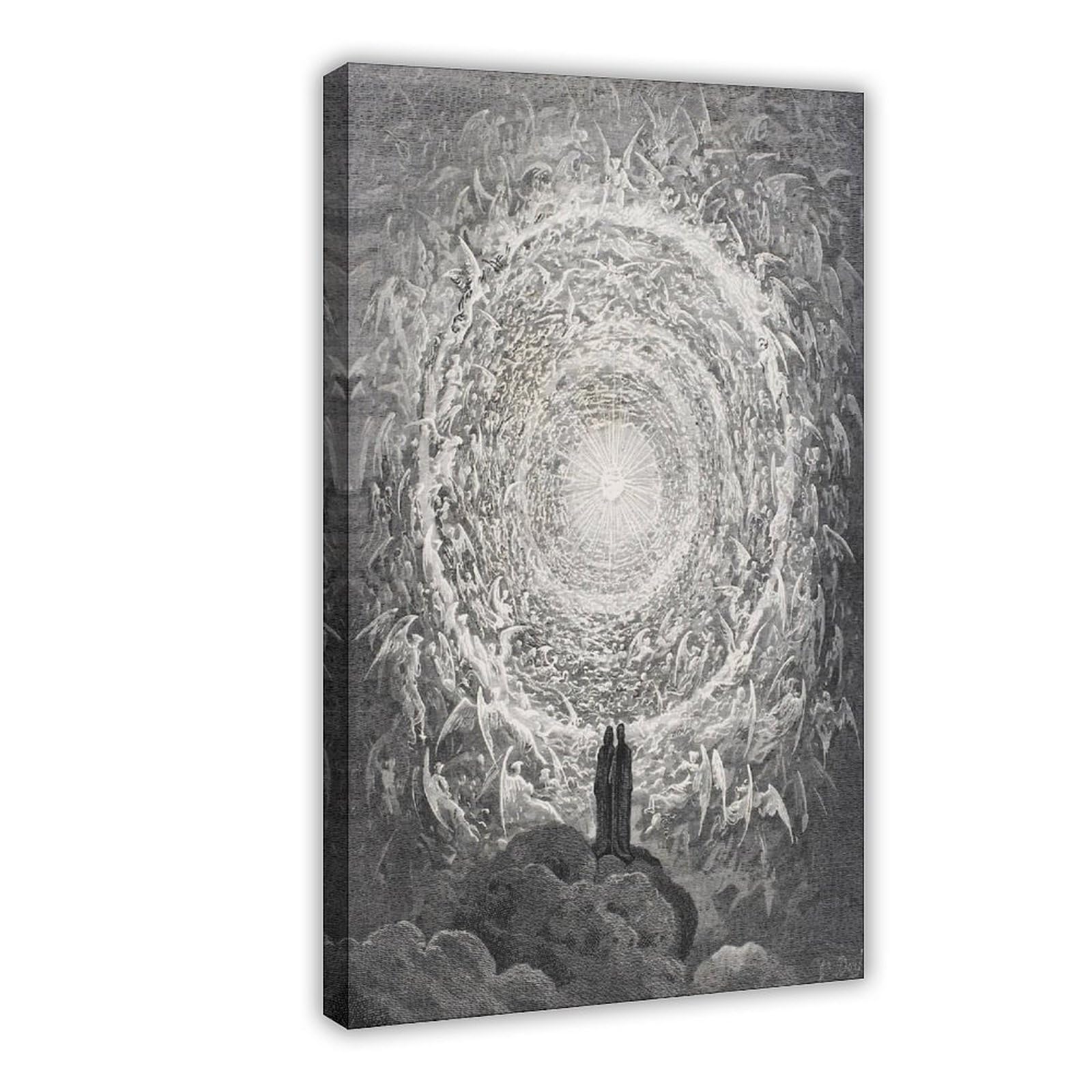 DFJyjFGJJ Posterazzi Paradiso by Gustave Dore Vintage Poster Romanticism Realism Black And White Art Poster Print for Teen Boys Room Wall Art Canvas Painting 12" L X 18" W