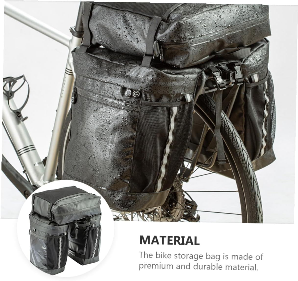 Bike Rear Rack Bag 50l Waterproof Mountain Bike Pannier Carry Bag 3-in-1 for Long-distance Touring and Commuting