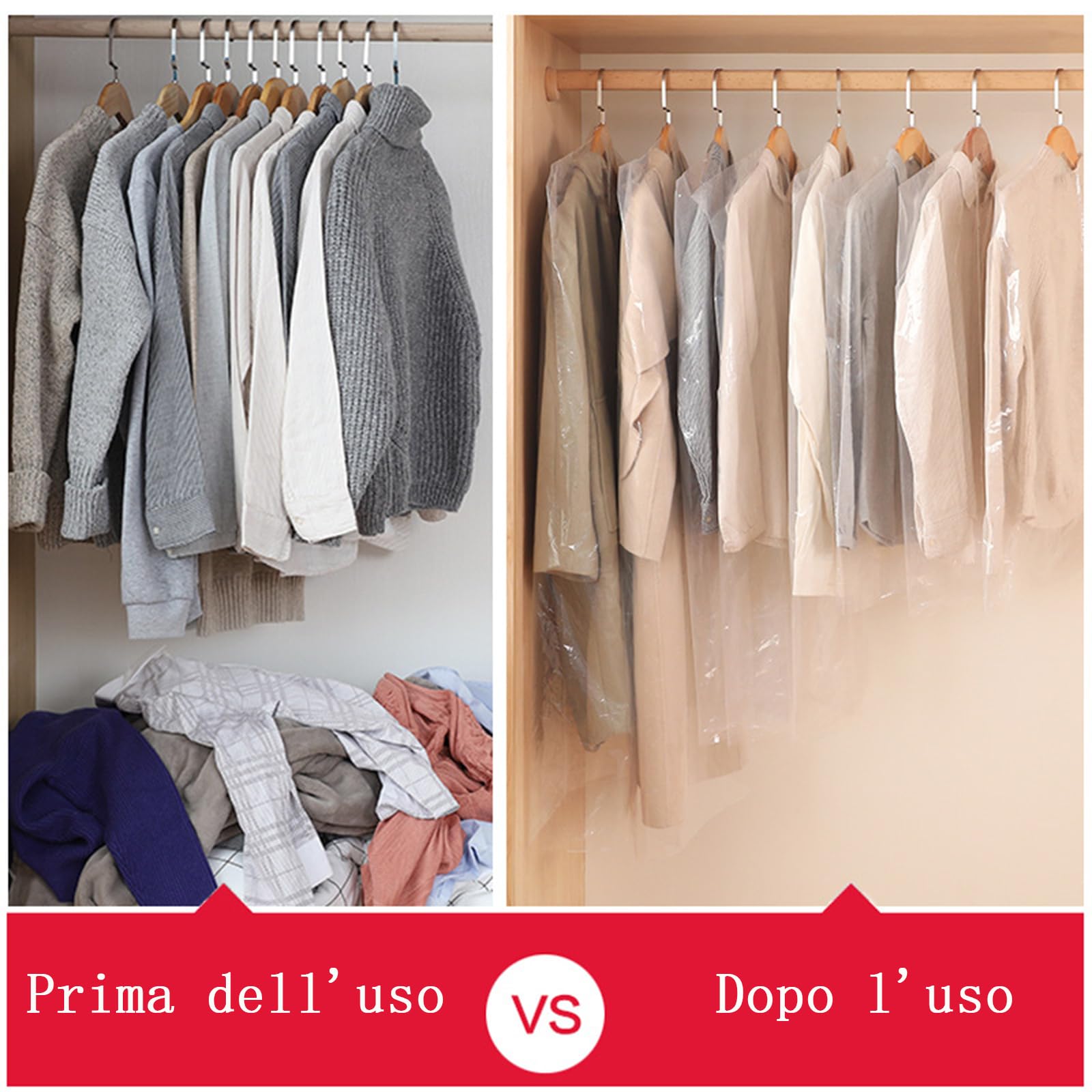 Sacchetti Porta Abiti Trasparenti 60x100cm - Confezione Da 50 Pezzi Impermeabili E Antipolvere - Foto 8