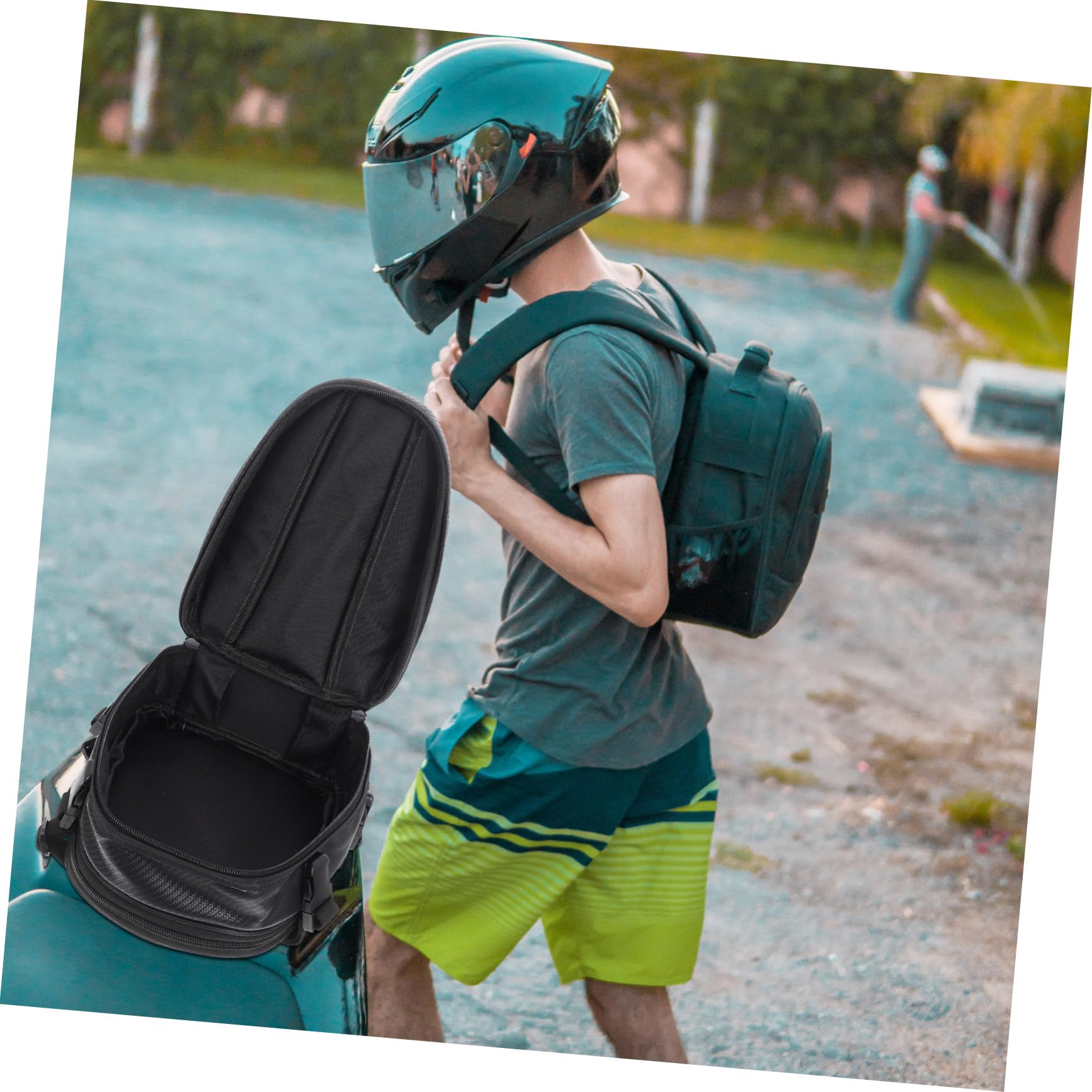 MAGICLULU Motorradtasche aus Oxford Gewebe Motorrad Rücksitztasche mit Mehreren Fächern für Helm Handy und Kleidung