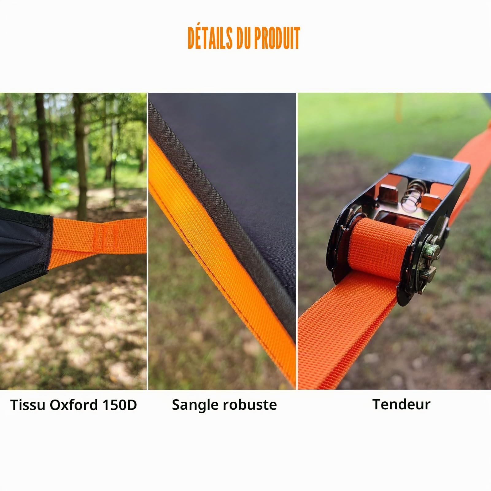 Hamac triangulaire extra large de 4 m pour camping, capacité multi-personnes, design aérien, supporte jusqu'à 226,8 kg