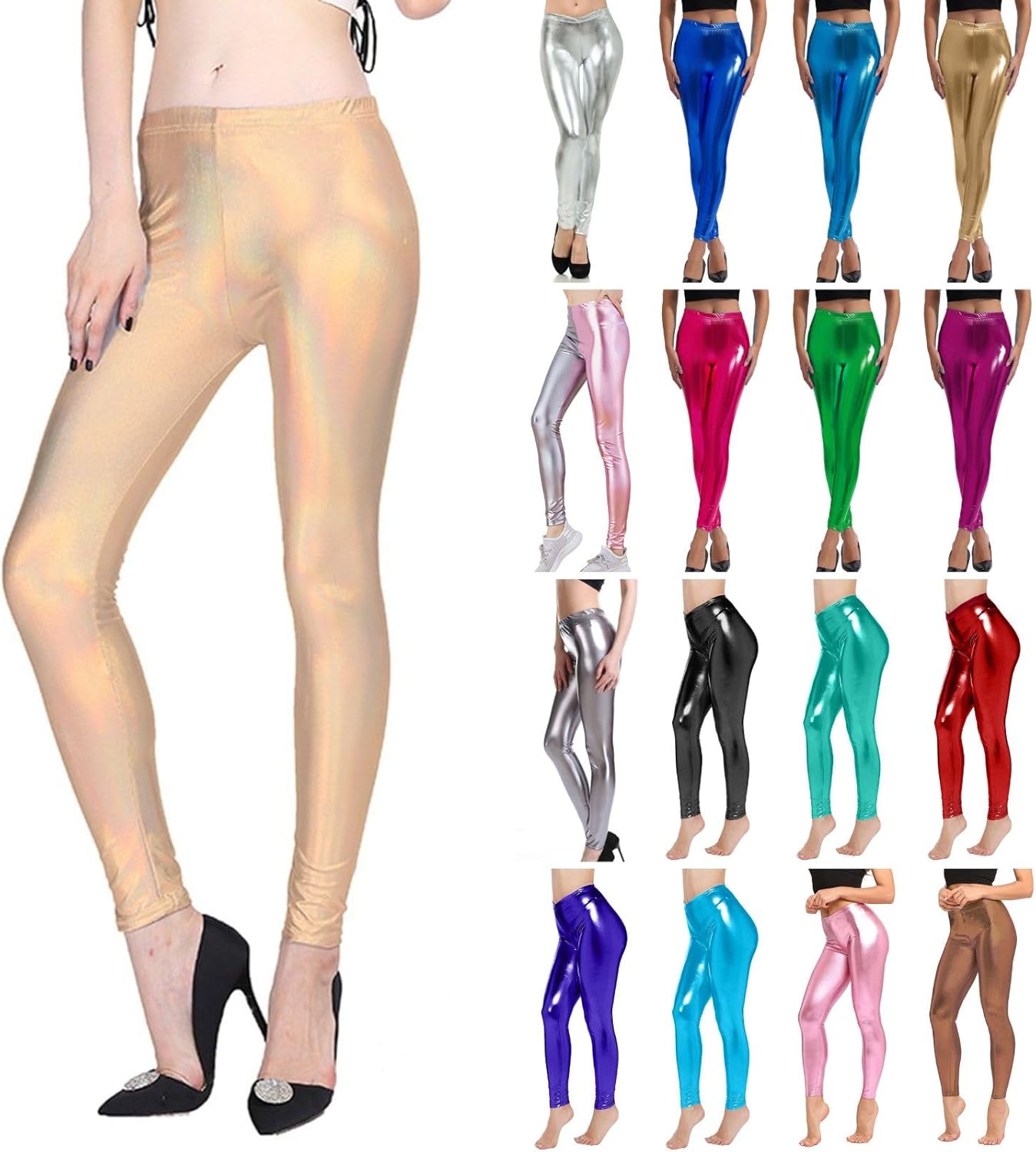 Verkleed legging - zilveren - glimmend - dames - Carnaval leggings