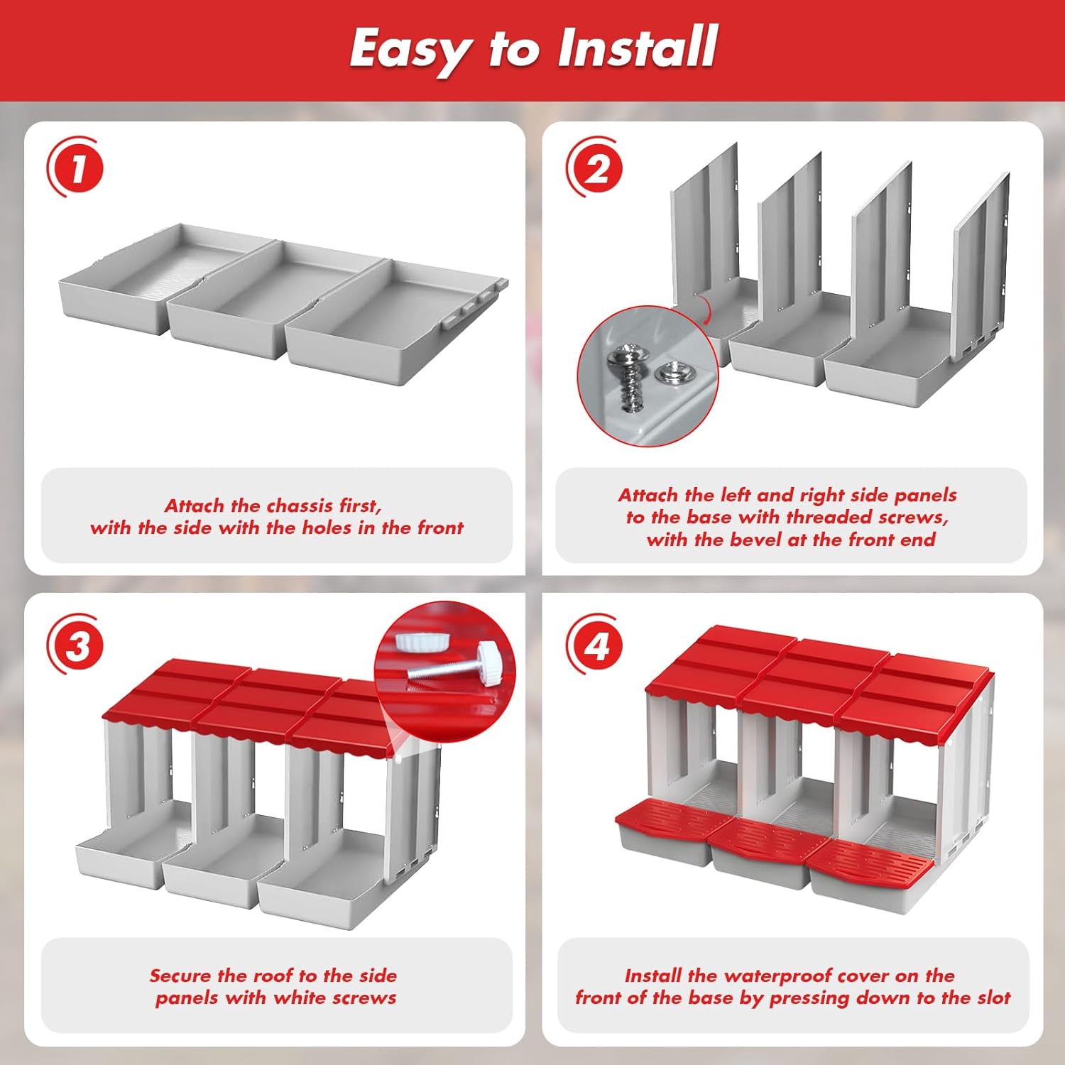 Chicken Nesting Boxes,3 Hole Nesting Box for Chicken Coop, Rolling Egg Collection and Protection Nesting Boxes