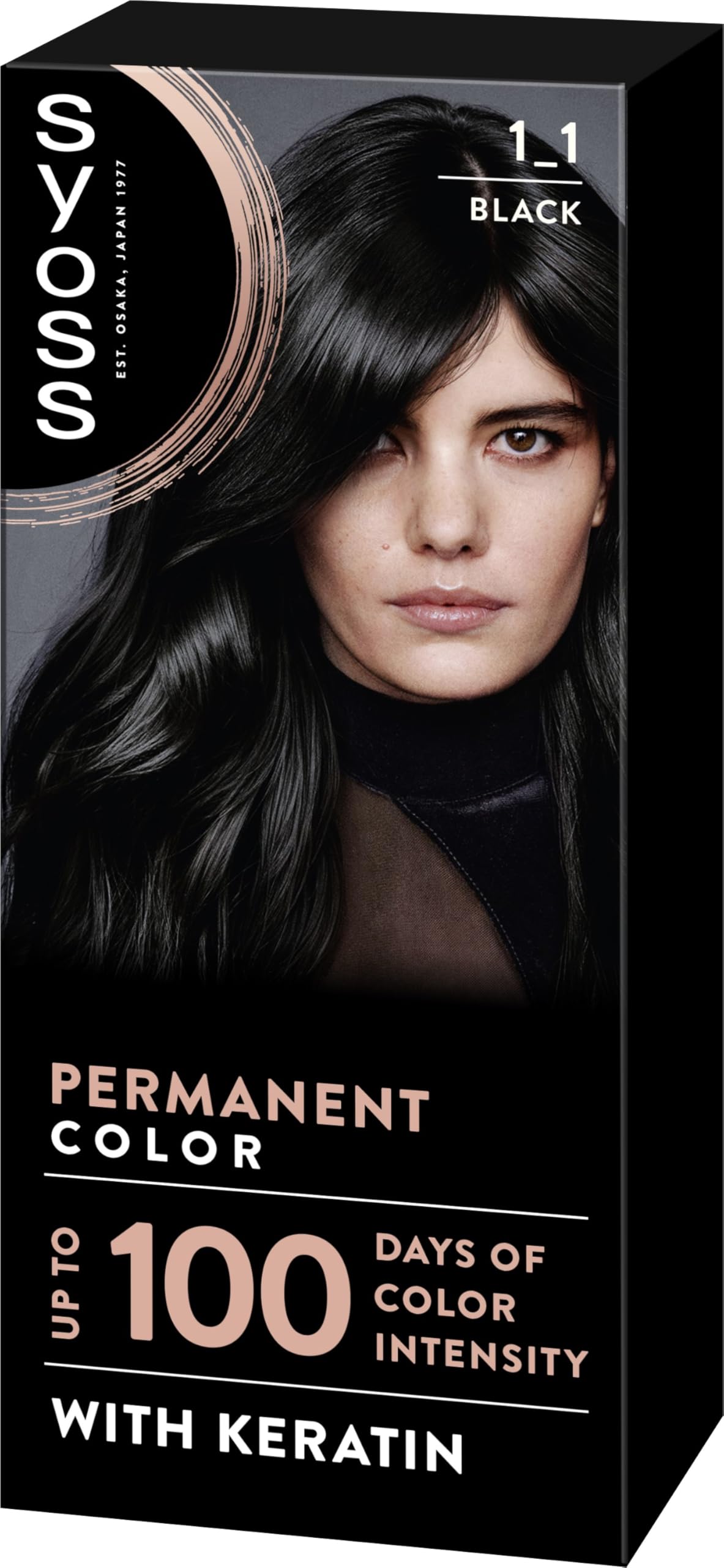 SYOSS Permanent Color 1-1 Black, Hair Dye and Intensive Mask with Keratin, for Professional Gray Coverage, Lasting Color and Intensive Care