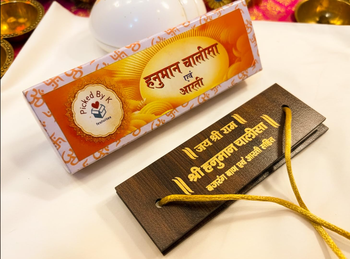 Hanuman Chalisa, Bajrang Baan and Aarti Booklet | Spiritual gifting for modern hearts, Hindi Scripture, Gold String Binding, Festive Packaging, Gifting-image-25