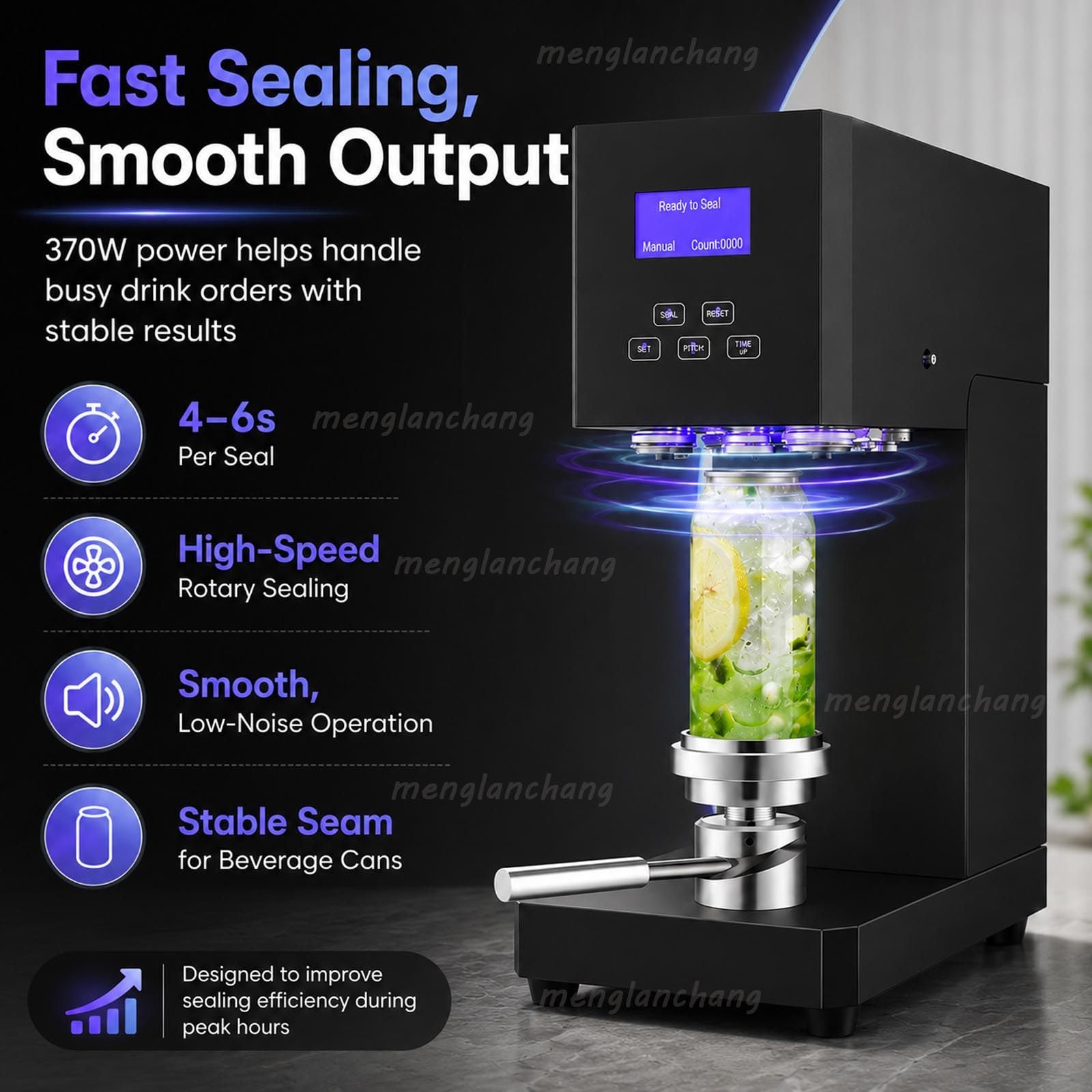 Machine à sceller les canettes de boissons avec compteur LED – Hauteur réglable, affichage intelligent, arrêt d'urgence pour une fermeture facile dans les cafés, restaurants et magasins de boissons