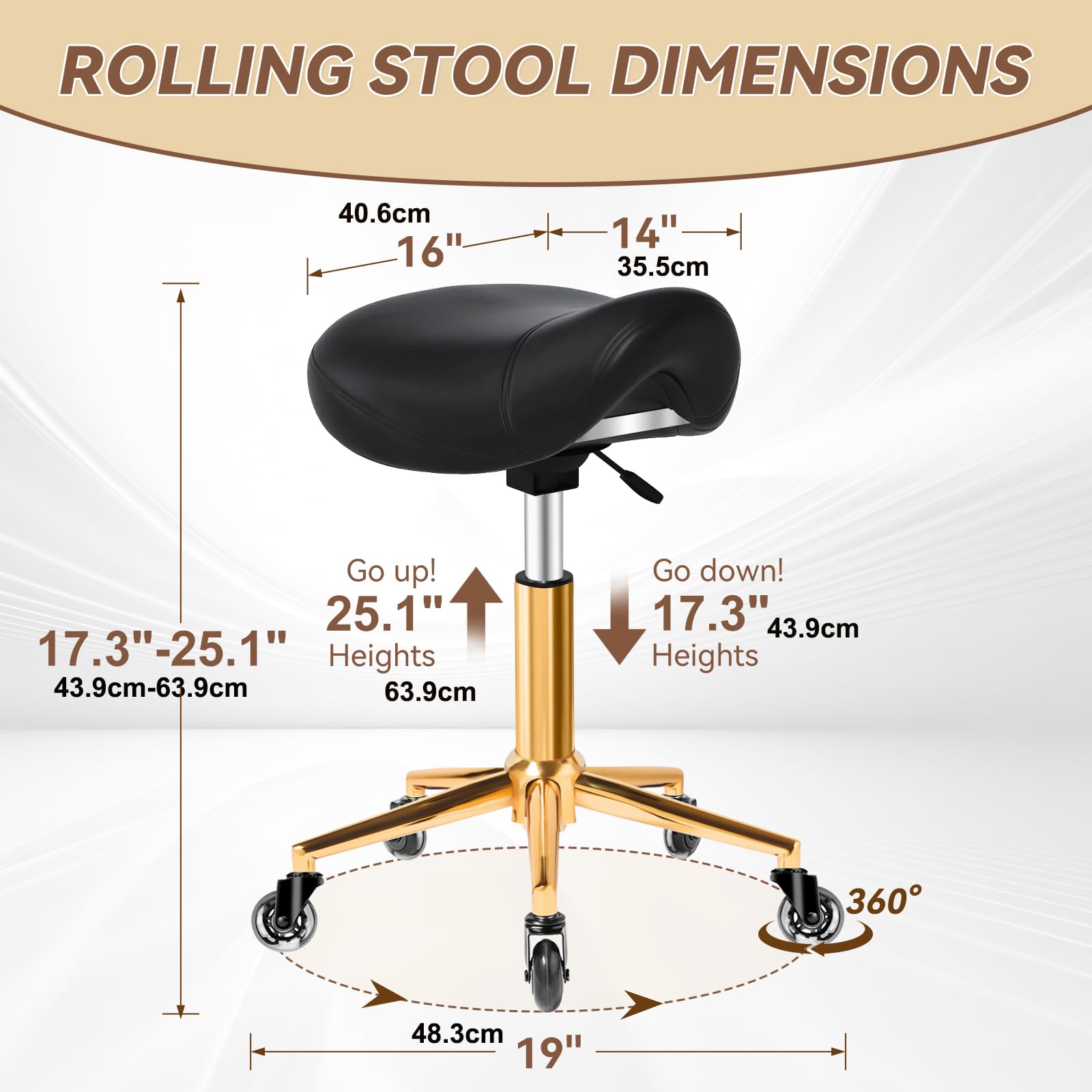 Amazon.com: Saddle Stool with Wheels Ergonomic - Thick Wide Saddle