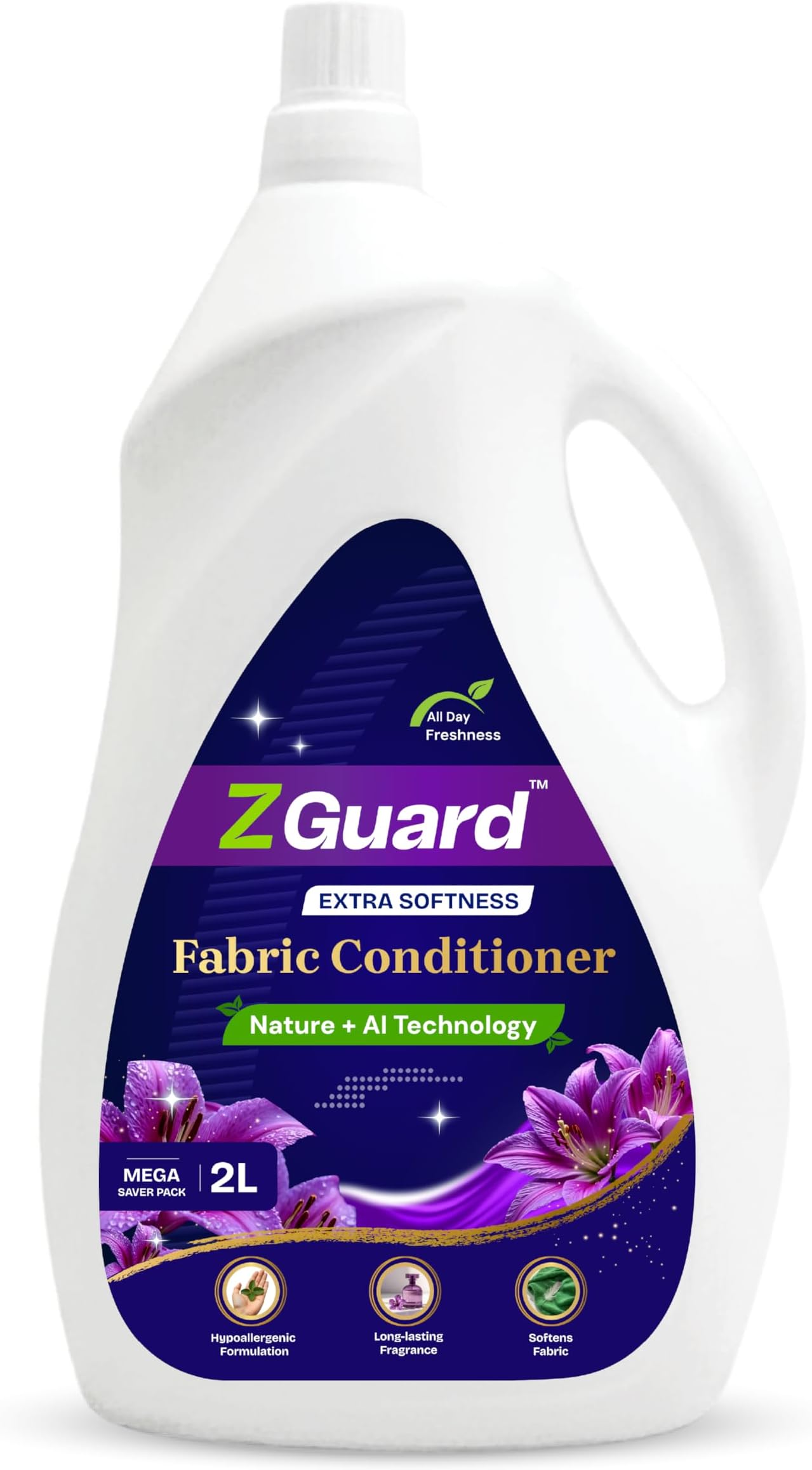 Natural Fabric Conditioner 2L | Top and Front Load | AI Precision Odour Control | Hypoallergenic Fabric Softener | Long-Lasting Fresh Fragrance
