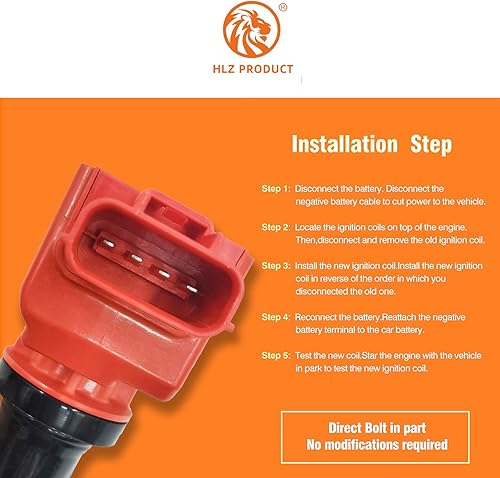 Miniatura 8 de HLZ PRODUCT Bobinas de encendido de alta energía PE20-18-100A PE2018100A UF-656 UF656 H2262-R JUEGO DE 4 COMPATIBLES CON Mazda 3 6 CX-3 CX-5 CX-9