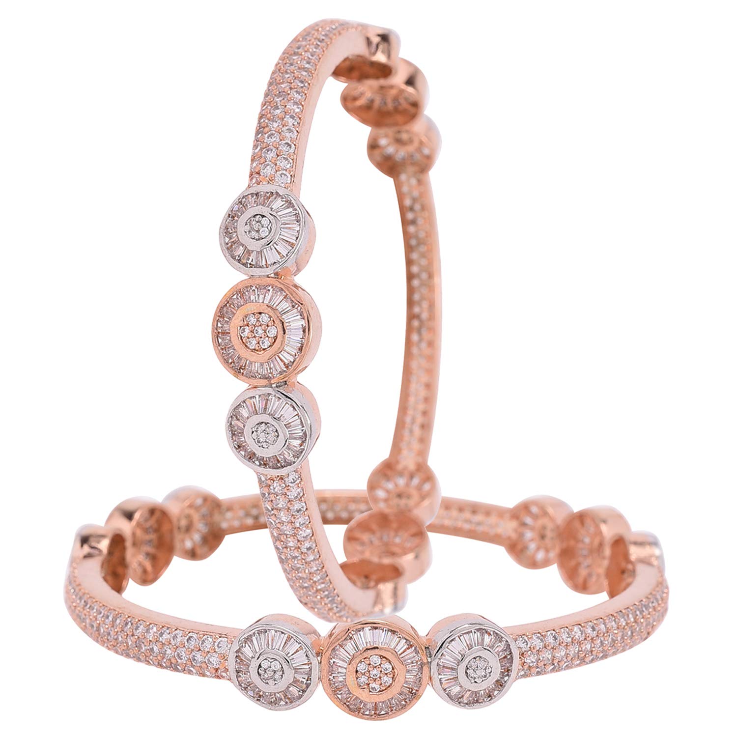 Ratnavali Jewels Rose Gold Plated CZ White American Diamond Bangle for Women/Girls Ofice Party RV4012-2.6 (B086663YNF) Amazon Price History, Amazon Price Tracker