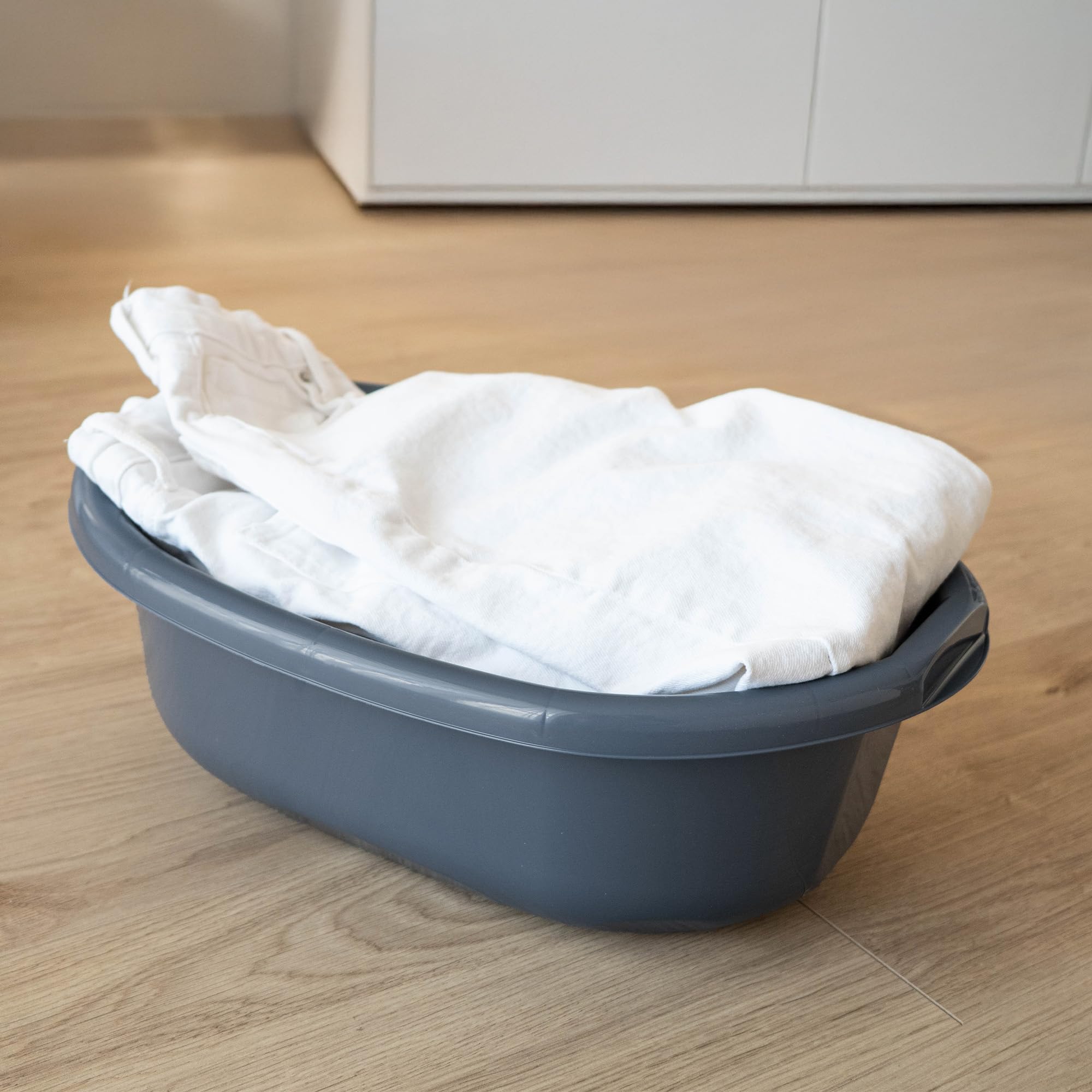 KADAX Ciotola per il lavaggio da 30 l, grande ciotola in plastica, ciotola di plastica versatile, ciotola di plastica, ciotola per bagno, vasca (grigio scuro)