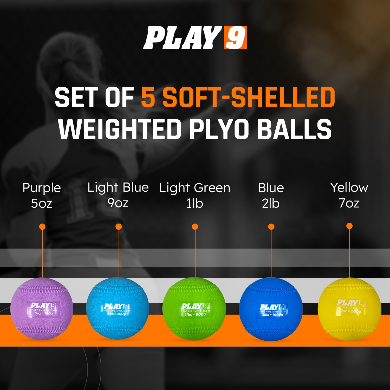Plyoball - Juego de pelotas con peso para entrenamiento de lanzamiento y lanzamiento, pelotas de entrenamiento para sóftbol, aumenta la velocidad, la fuerza y la memoria muscular