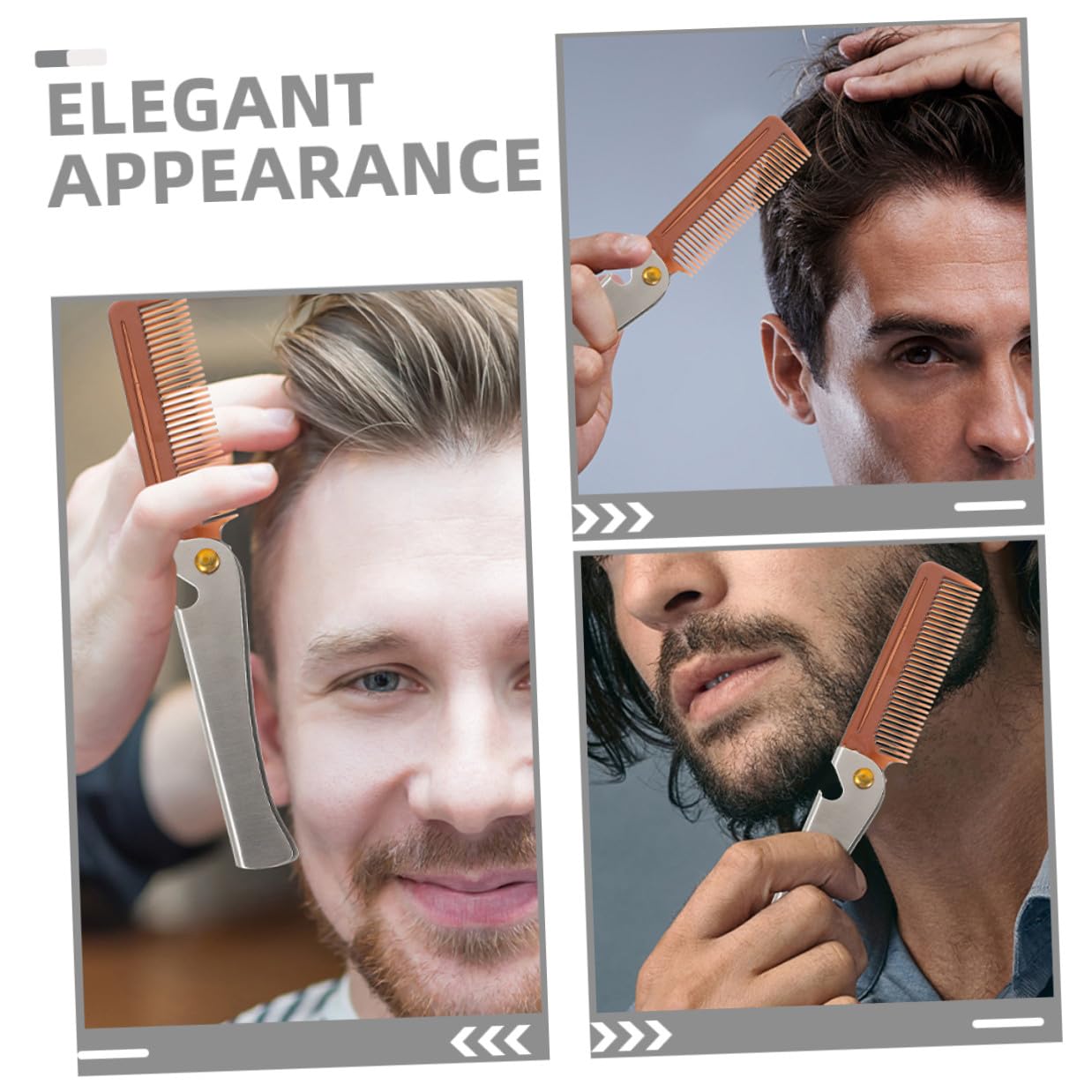 VALICLUD 2pcs Stainless Steel Folding Beard Comb Mustache Grooming Kit for Men Travel Portable Hair and Pocket Comb with Bottle Opener