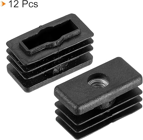 Miniatura 9 de uxcell 8 inserciones para tubos rectangulares con rosca M6, para tubo rectangular de 1.18 x 0.59 pulgadas de DE, enchufe rectangular de plástico