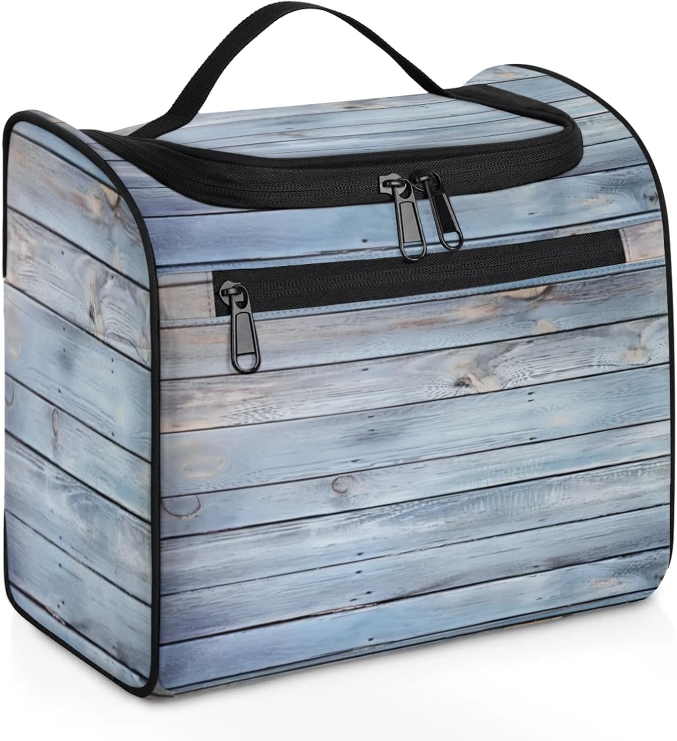 cfpolar Toiletry Bag for Women, Summer Wooden Beach Hanging Travel Toiletry Bag, Water-resistant Cosmetic Makeup Organizer for Toiletries and Cosmetics, Bathroom Shower Bag with Handle and Hook