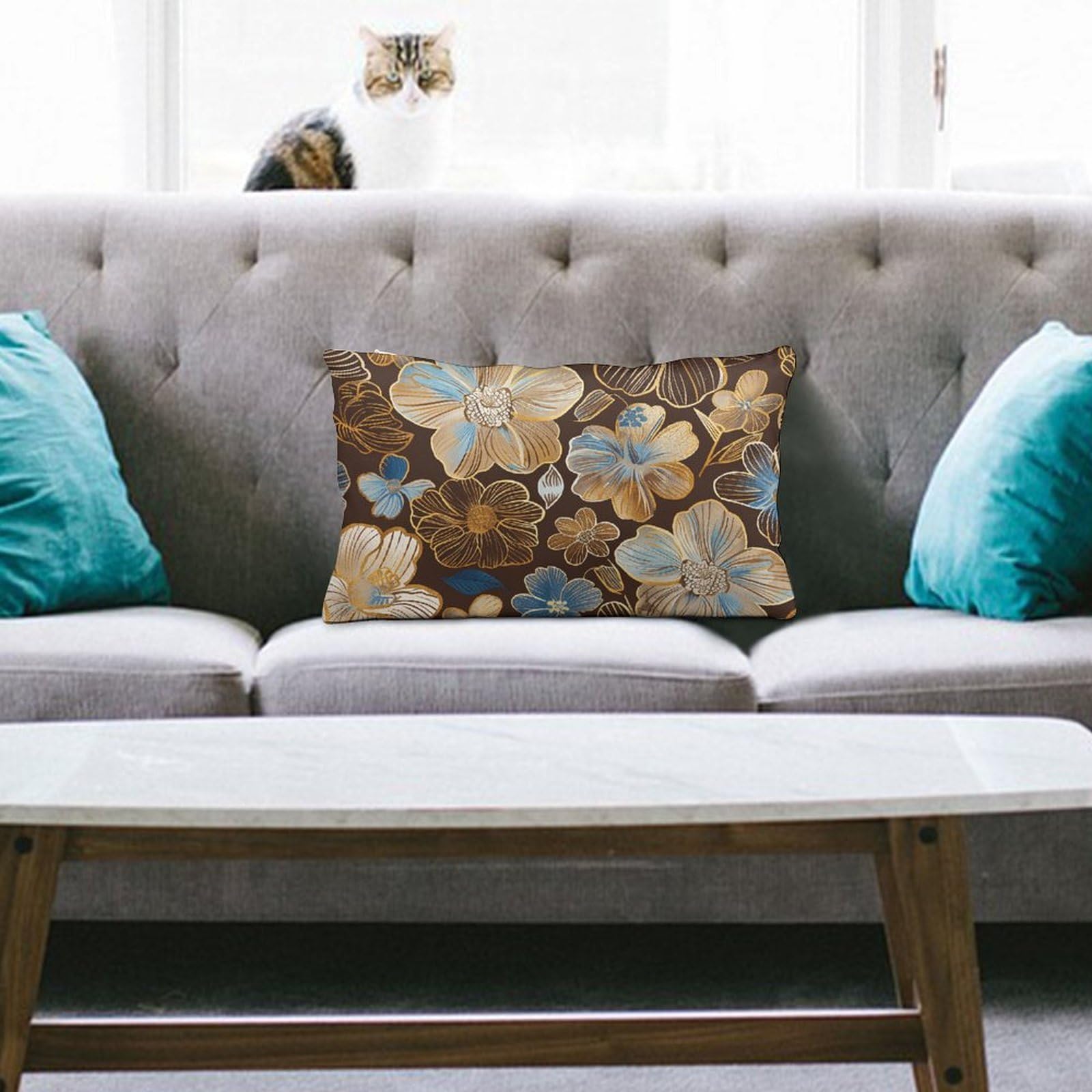 NTVOWPZO Decoration Throw Pillow Covers 8"x12" Pillowcases Covers Hand Drawn Flowers Soft Pillowcases Modern Farmhouse Home Decor Sofa Cushions Covers for Couch Bed Living Room