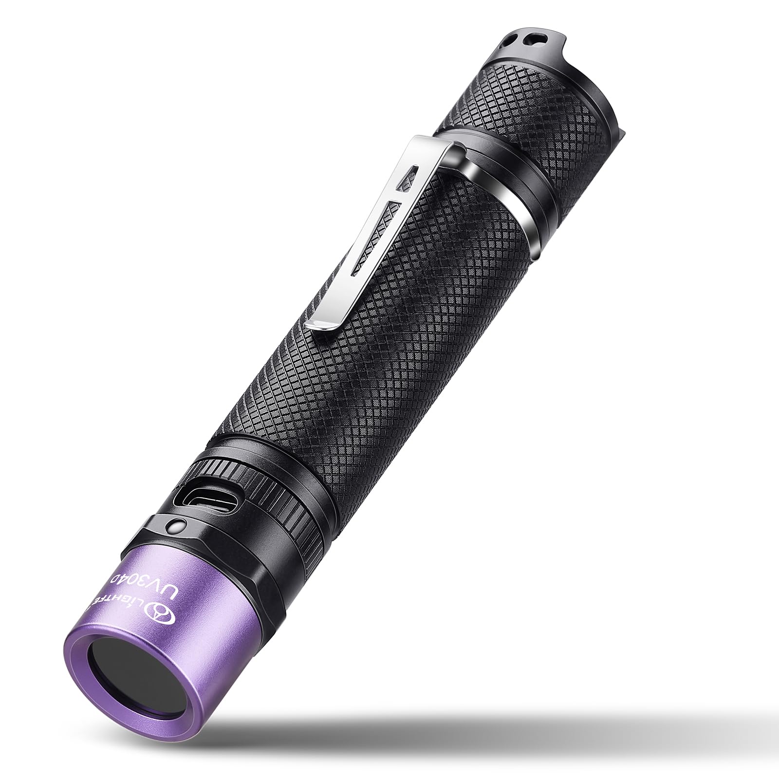 LIGHTFE Blacklight UV Flashlight 365nm UV304 - Rechargeable, High Power, Compact, Waterproof, Durable, Ideal for UV Glue Curing, Pet Urine Stains, Ore