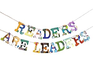 Inspirational Reading Banner for Classroom: Readers Are Leaders Book Page Garland